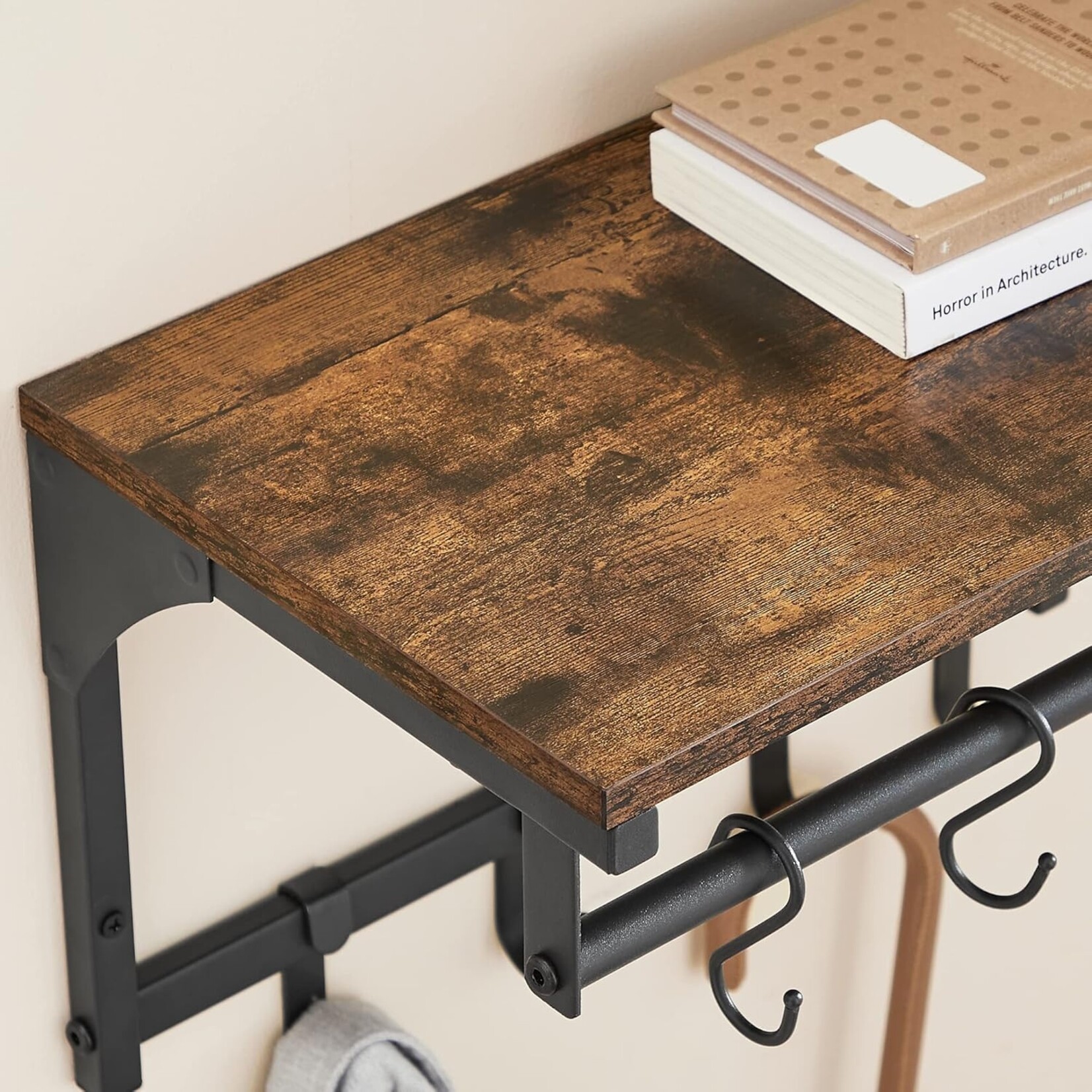 Bobbel Home Bobbel Home Wandkapstok Met Plank, Spiegel, 6 Haken En Mand Opbergruimte