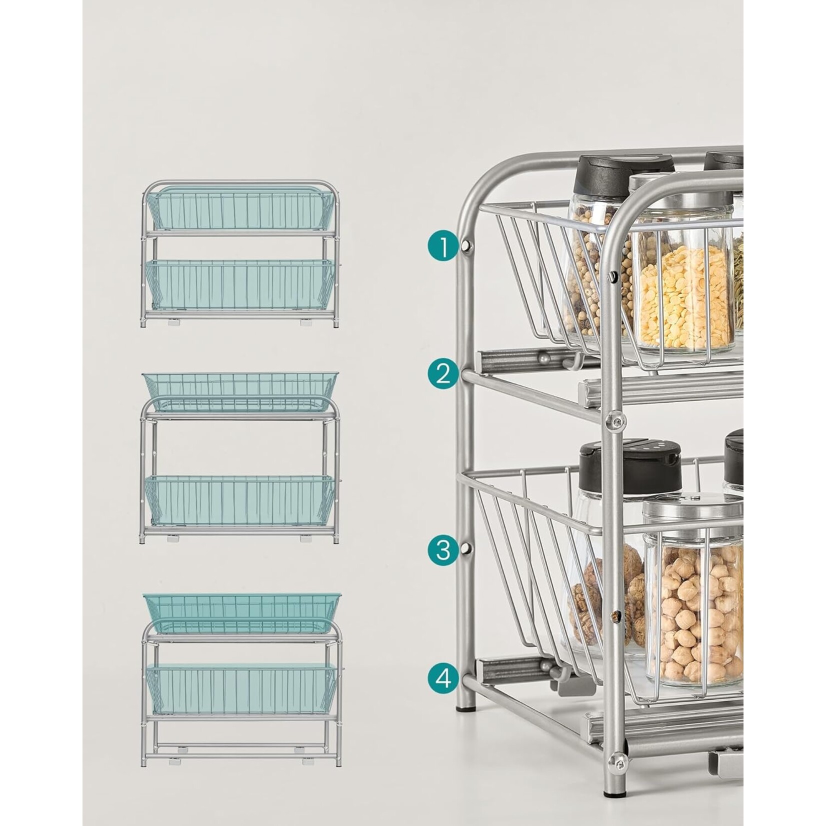 Bobbel Home Bobbel Home Pull-out Kitchen Organizer with 2 Drawers – Stable Aluminum Frame 36.5 × 21 × 33.7 cm