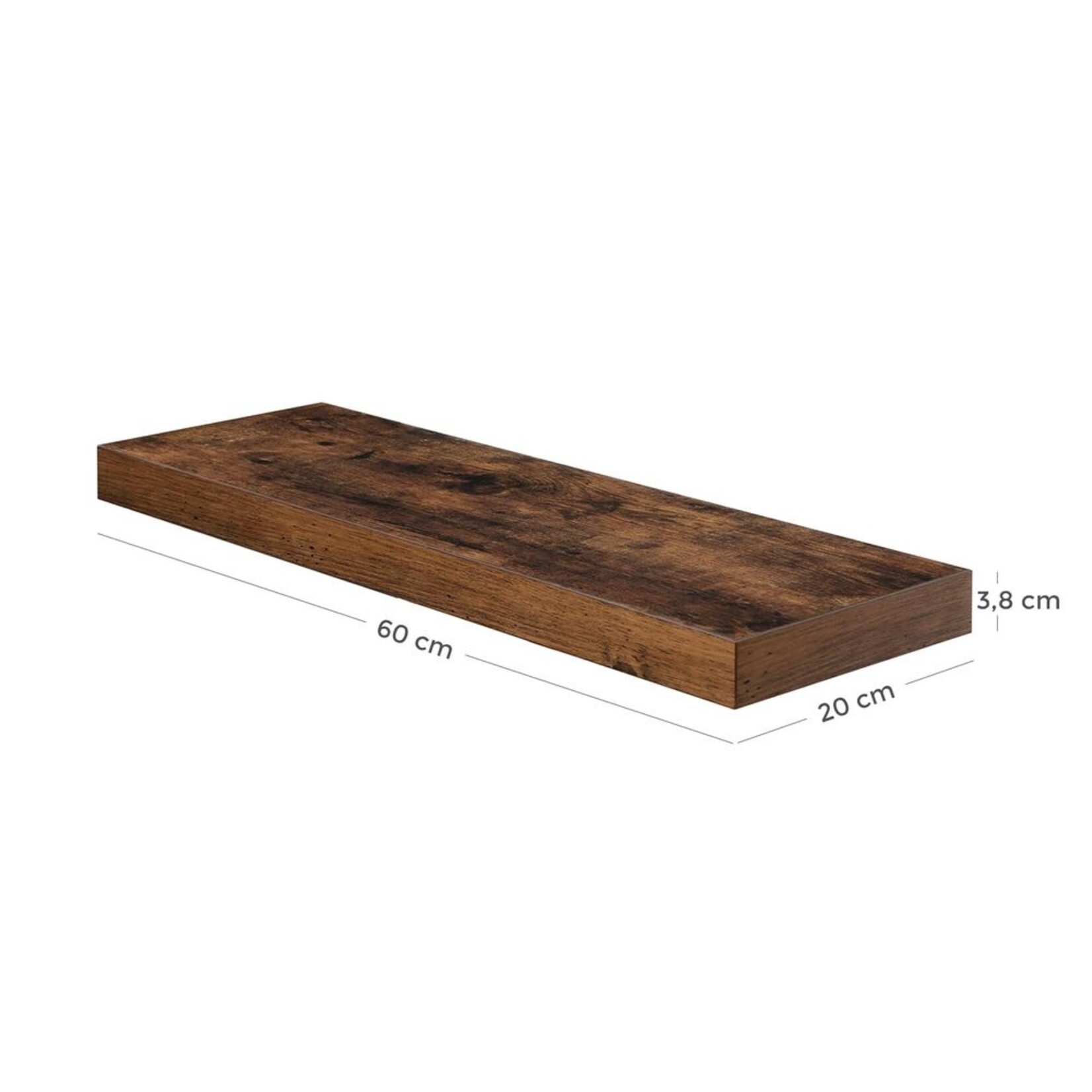 Bobbel Home Bobbel Home Zwevende Wandplank MDF Voor Boeken & Decoratie Vintage Bruin 60 × 20 × 3,8 cm