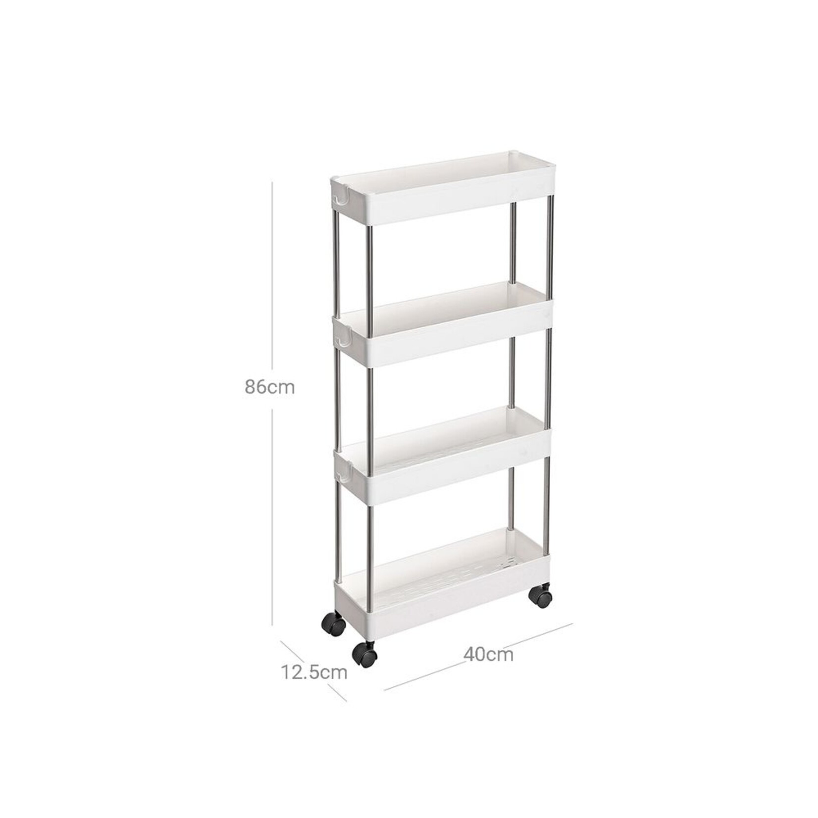 Bobbel Home Bobbel Home 4-Tier Rolling Storage Cart With Wheels – Narrow + Space-Saving 42 × 14.5 × 86 cm