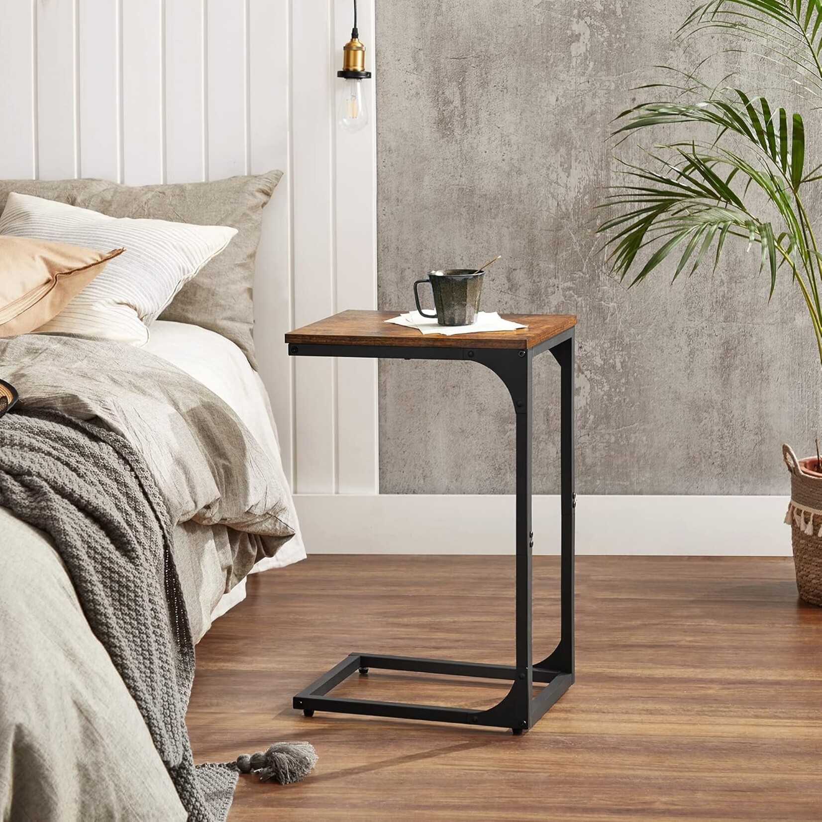 Bobbel Home Bobbel Home Industrial C-Shaped Side Table / Bedside Table Brown-Black 40 × 30 × 62 cm