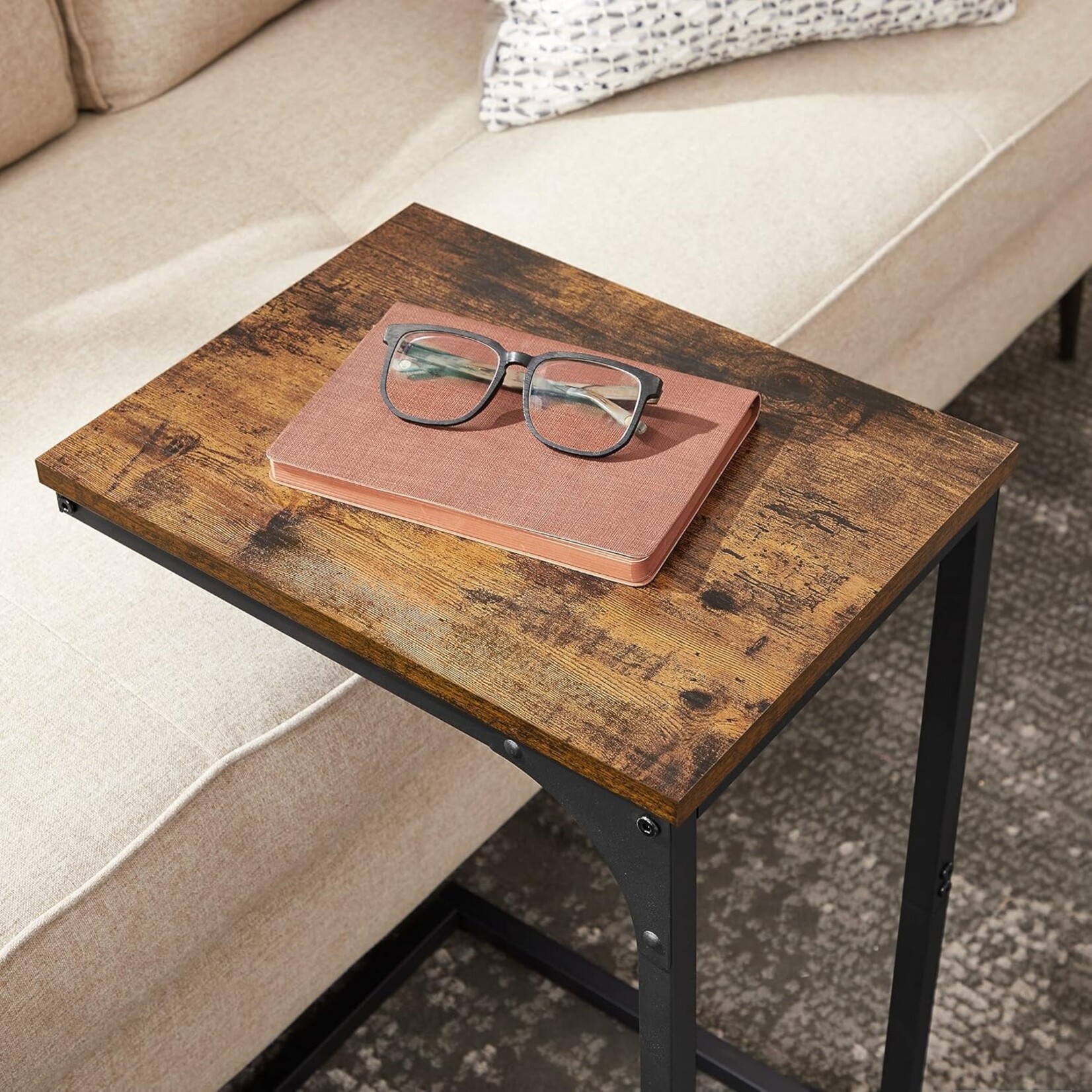 Bobbel Home Bobbel Home Industrial C-Shaped Side Table / Bedside Table Brown-Black 40 × 30 × 62 cm
