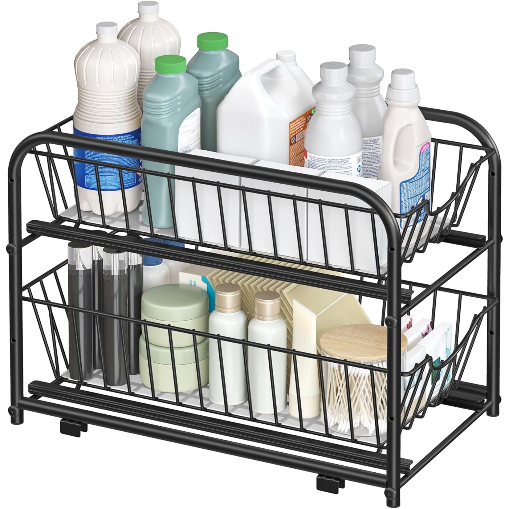 Bobbel Home Bobbel Home Keukenorganizer Stapelbaar & Uitbreidbaar Met Metalen Frame Zwart 36,5 × 21 × 27 cm