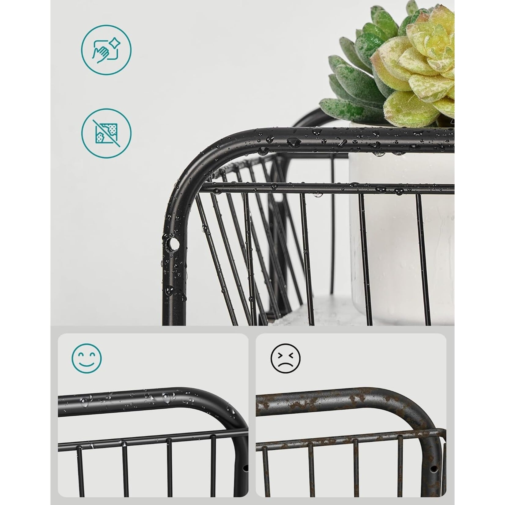 Bobbel Home Bobbel Home Keukenorganizer Stapelbaar & Uitbreidbaar Met Metalen Frame Zwart 36,5 × 21 × 27 cm