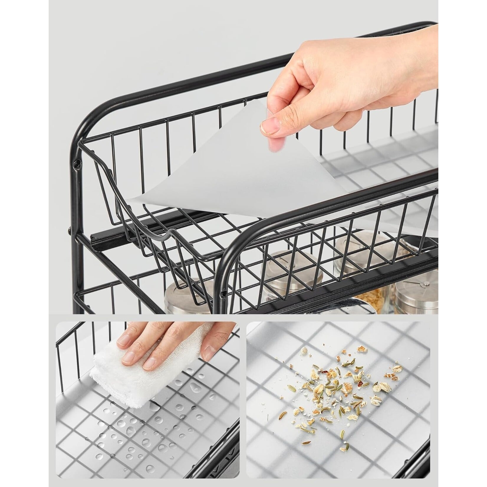 Bobbel Home Bobbel Home Kitchen Organizer Stackable & Expandable with Metal Frame Black 36.5 × 21 × 27 cm