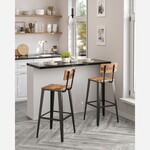 Bobbel Home Bobbel Home Industrial Bar Stool with Backrest and Footrest Brown-Black 45 × 45 × 102 cm