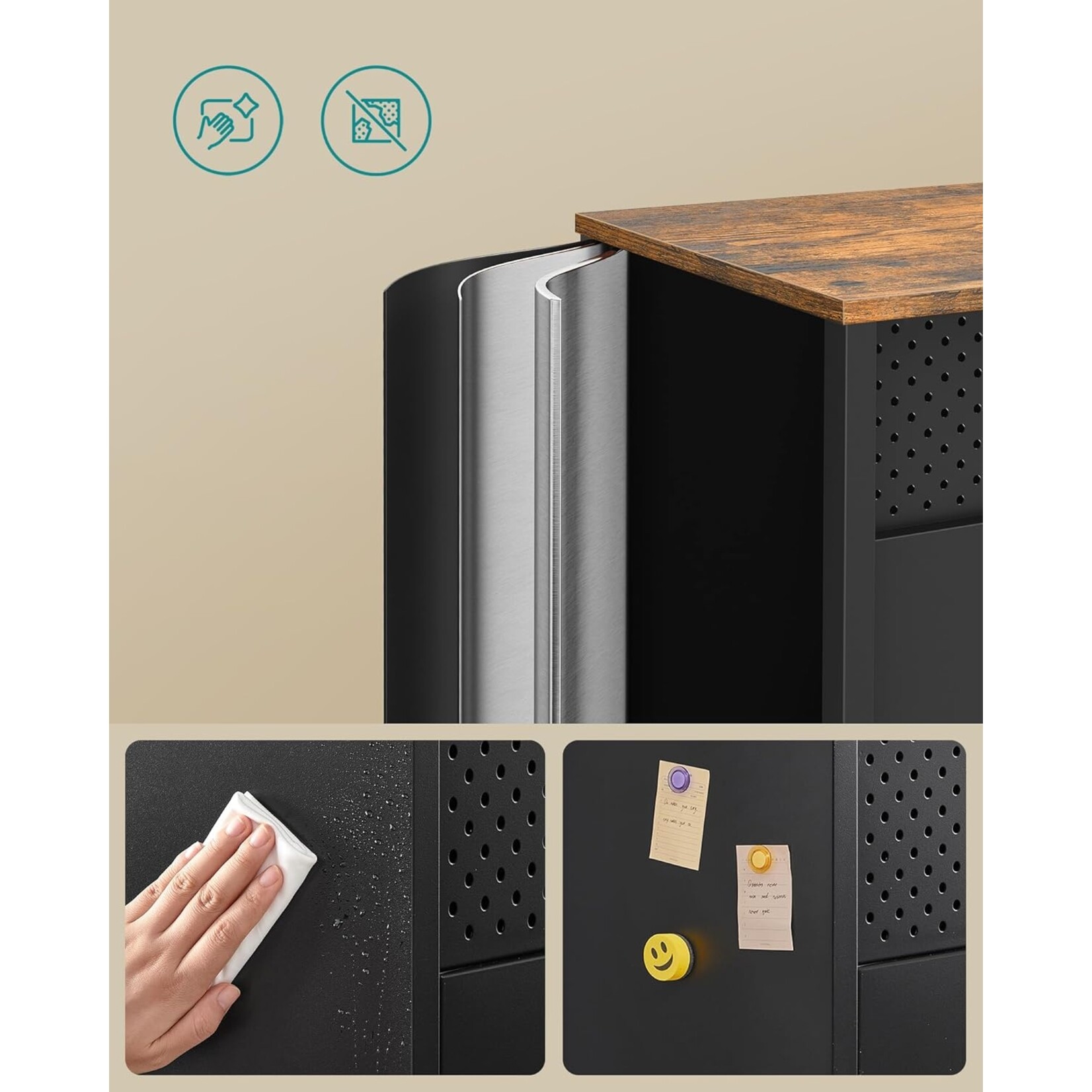 Bobbel Home Bobbel Home Metal Storage Cabinet with Double Door and Adjustable Shelves 80 × 30 × 76 cm