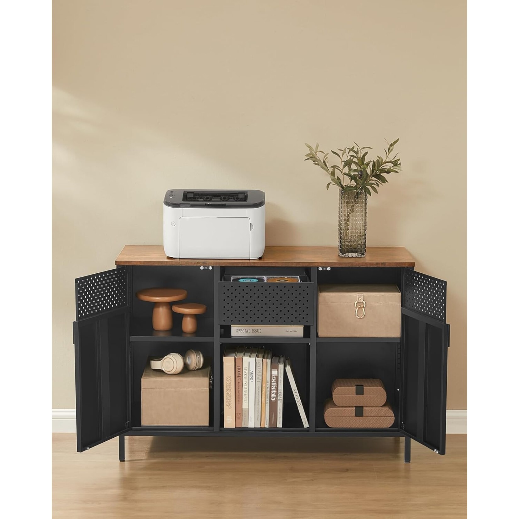 Bobbel Home Bobbel Home Metalen Opbergkast Met Dubbele Deur En Verstelbare Planken 80 × 30 × 76 cm