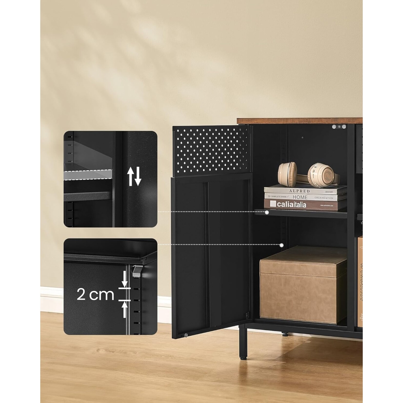 Bobbel Home Bobbel Home Metal Storage Cabinet with Double Door and Adjustable Shelves 80 × 30 × 76 cm