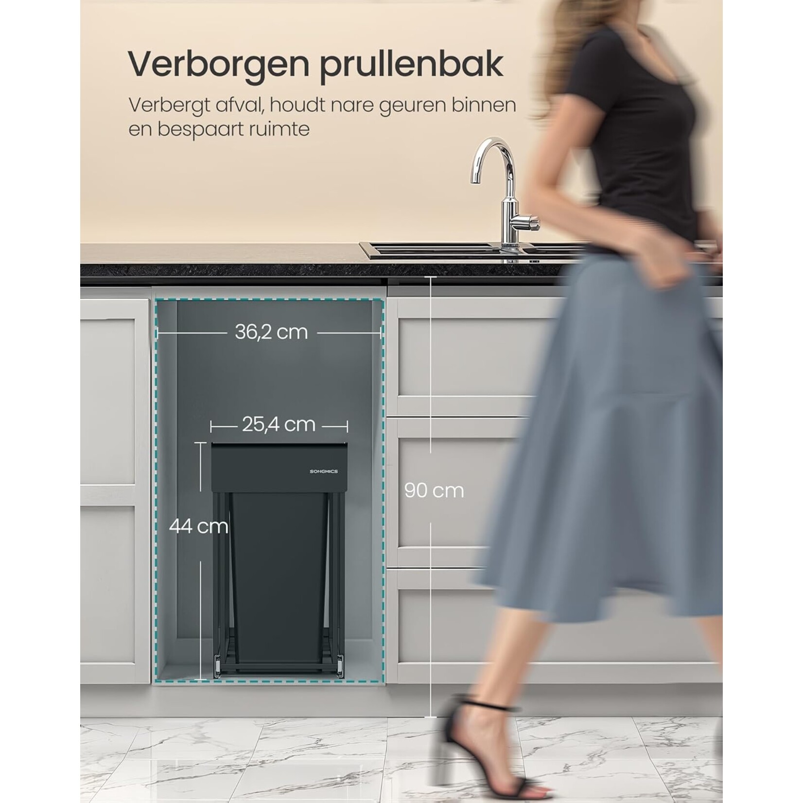 Bobbel Home Bobbel Home Pull-Out Kitchen Waste Bin 2×15 L Waste Separation With Steel Frame