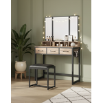 Bobbel Home Bobbel Home Dressing Table Dressing Table With Mirror And Stool Industrial Brown-Black 90 × 40 × 141 cm