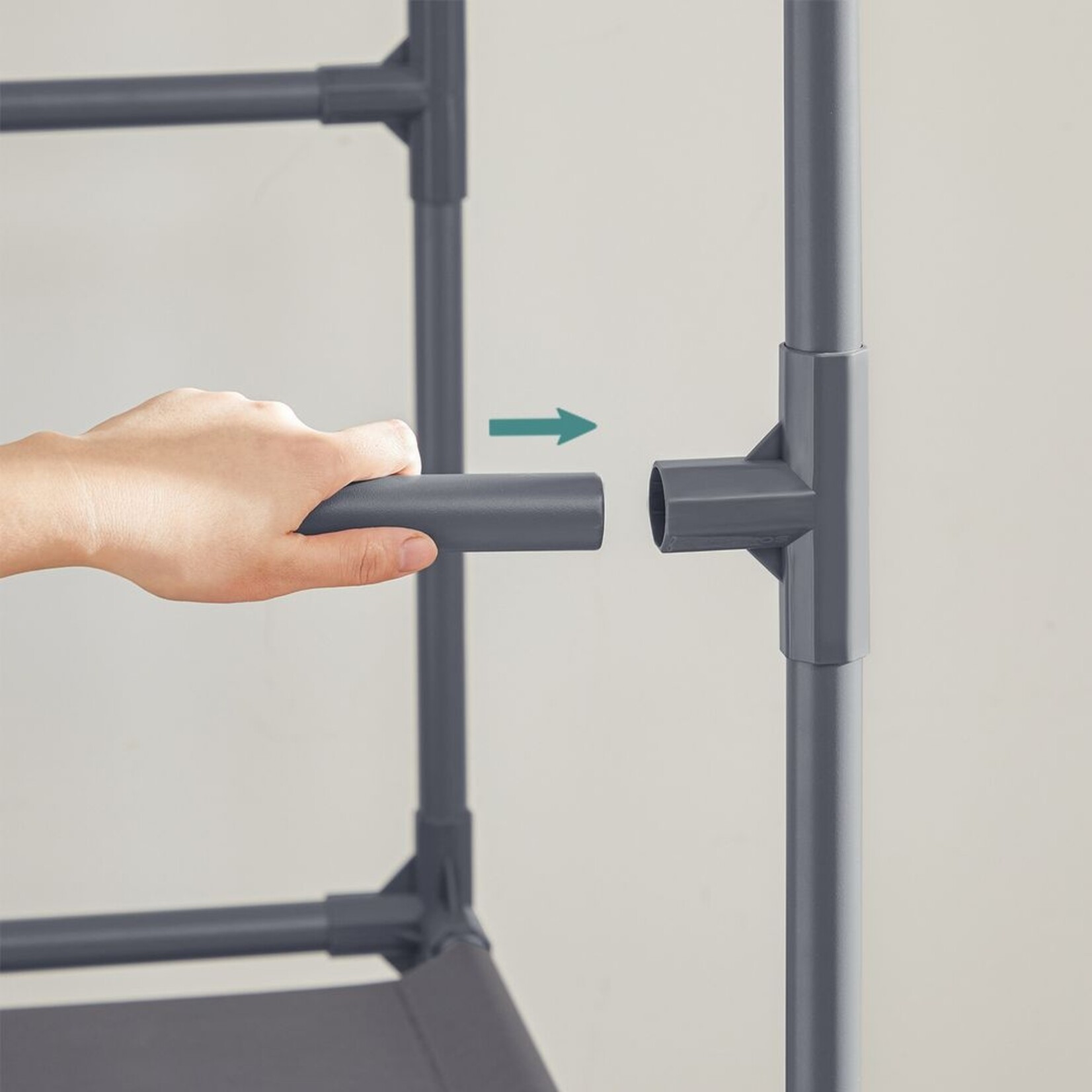 Bobbel Home Bobbel Home Kledingrek - Garderoberek - Met Dubbele Kledingstang En Opbergrek Zwart Metaal 157 cm