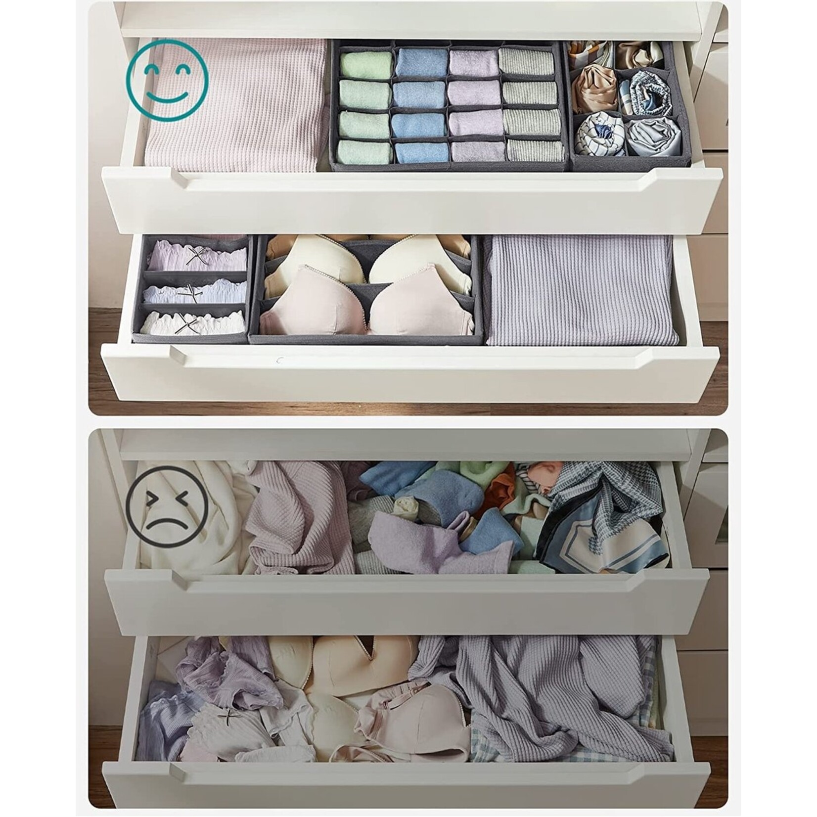 Parya Home Storage boxes Drawer organizer set of 4 gray