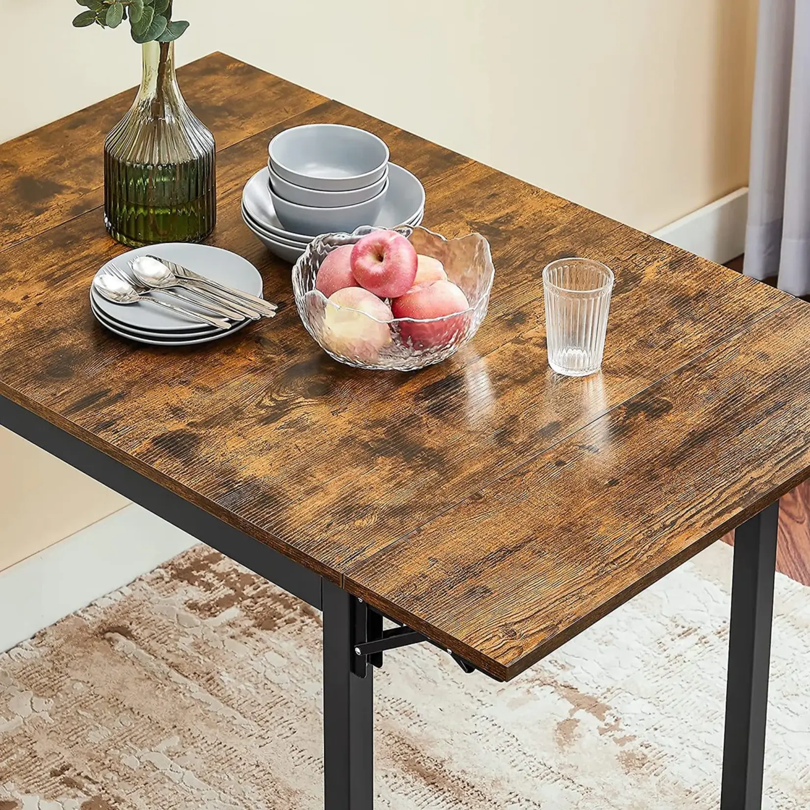 Parya Home Opvouwbare eettafel voor 2-4 personen voor kleine ruimtes Vintage Bruin/Zwart