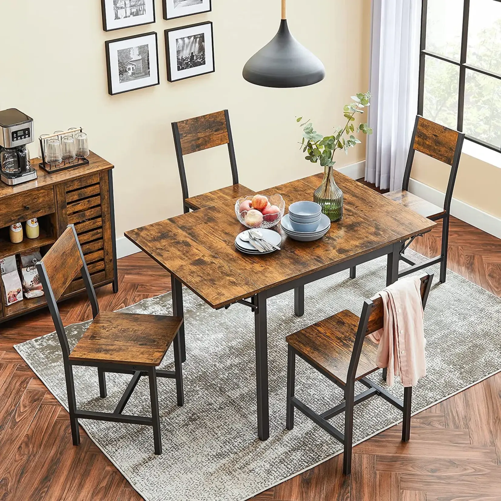 Parya Home Opvouwbare eettafel voor 2-4 personen voor kleine ruimtes Vintage Bruin/Zwart