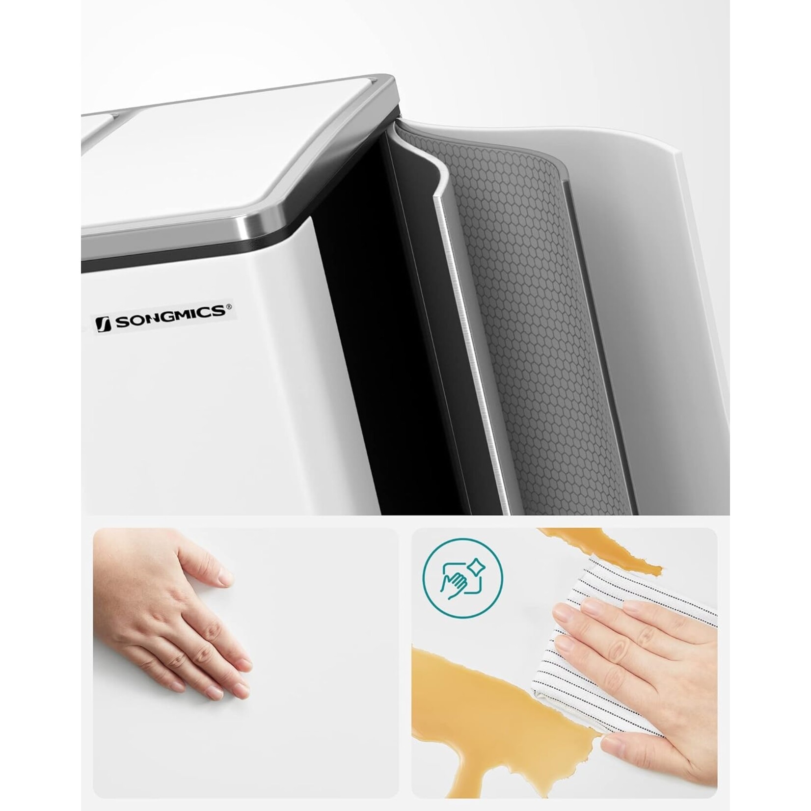 Bobbel Home 54-liter pedal bin - Stainless steel trash can with 3 compartments - Trio trash can 3 x 18 liters - Waste separation trash can - Trash can for home and office - Recycle kitchen trash can - Waste separation trash cans