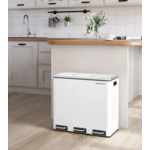 Bobbel Home Pedaalemmer 54 Liter - RVS Prullenbak 3 vakken - Trio Prullenbak 3 X 18 Liter - Prullenbak Afvalscheiding- Vuilnisbak voor huishouden en kantoor - Recycle Vuilbak keuken Afvalemmer - Afvalscheidingsprullenbakken