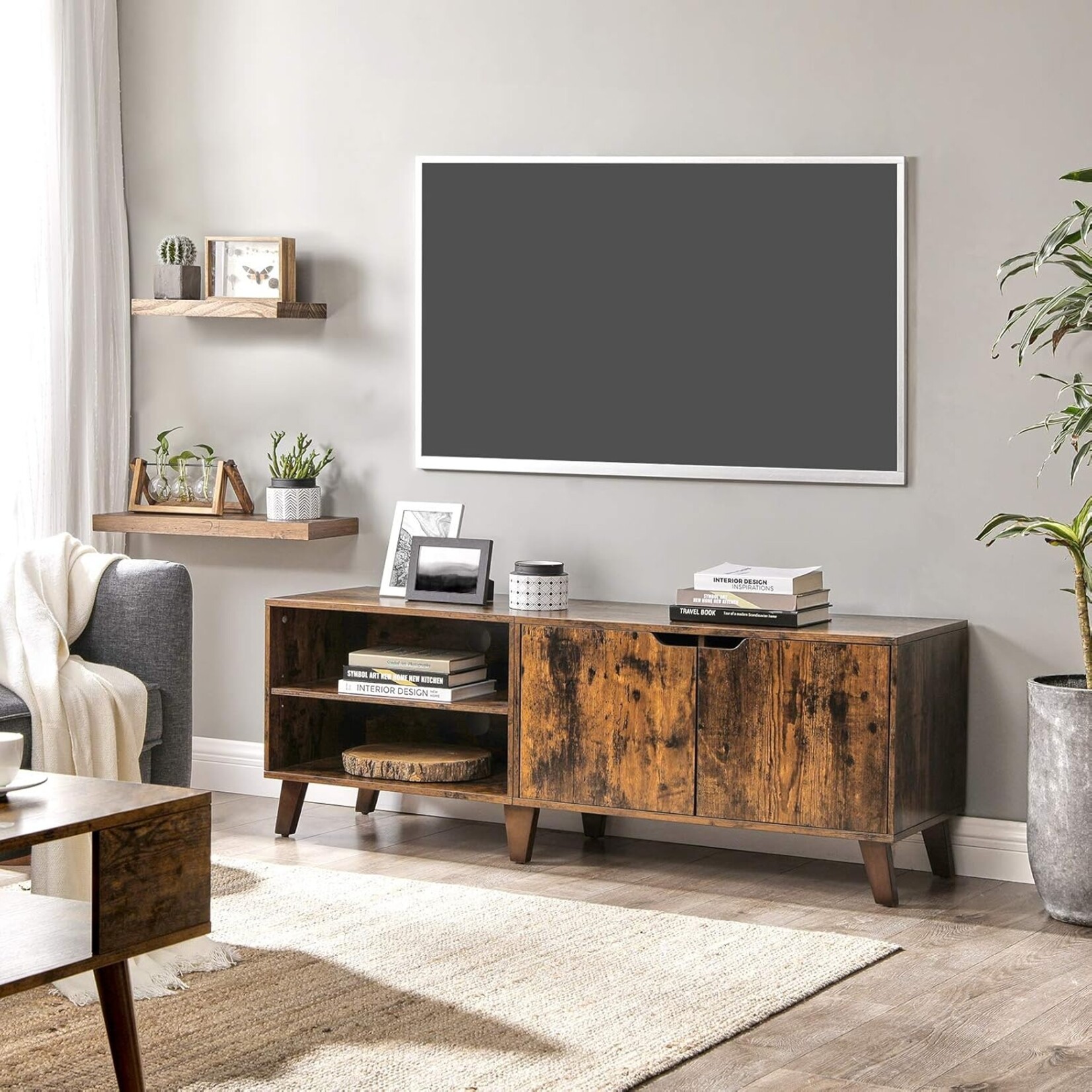 Bobbel Home Bobbel Home Industrieel TV Meubel 140 cm Vintage Bruin TV Kast voor Televisies tot 60 Inch