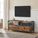 Bobbel Home Industrieel TV Meubel 120 cm Vintage Bruin Zwart TV Kast met Lades voor Televisies tot 55 Inch