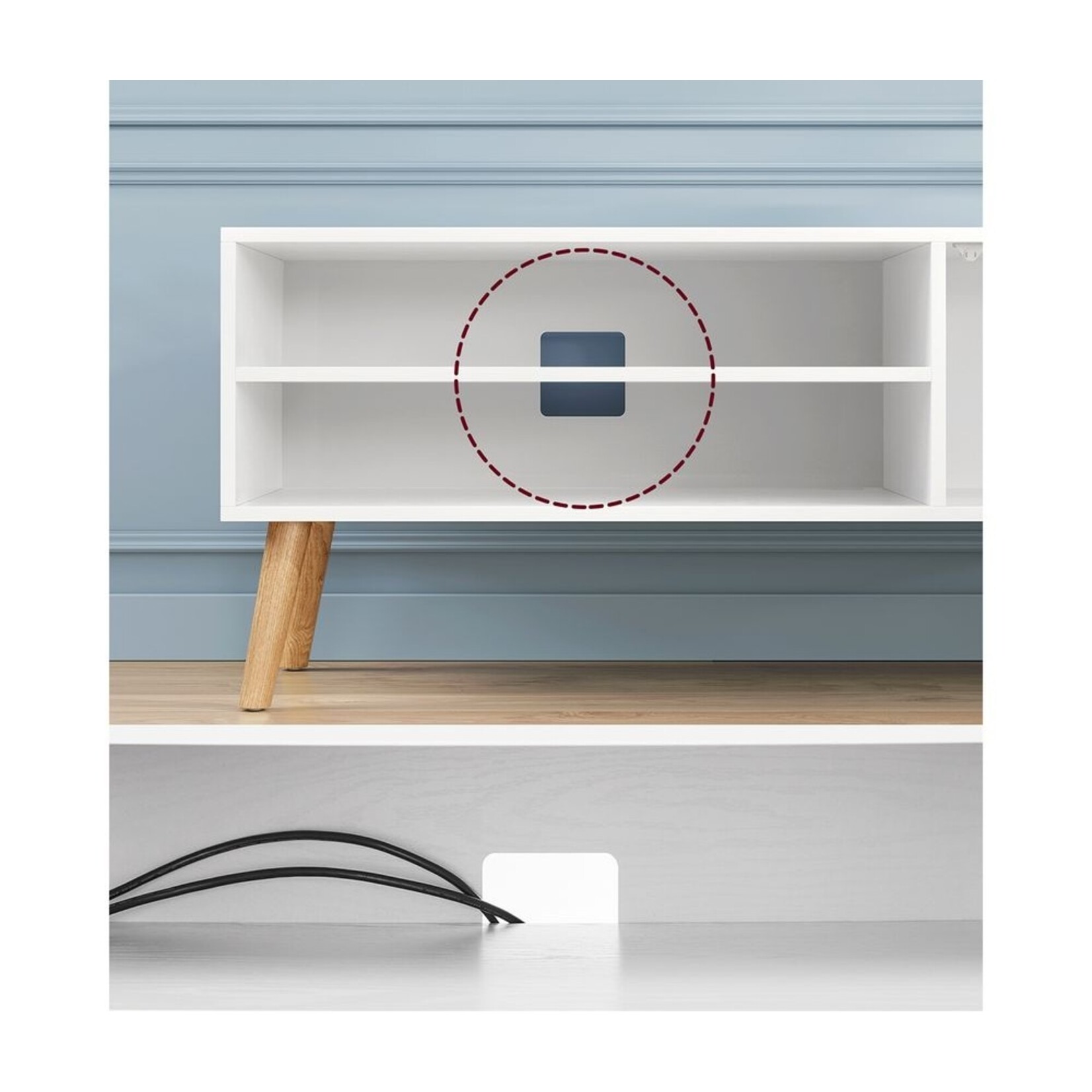 Bobbel Home Bobbel Home Modern TV Stand 120 cm White TV Cabinet with Open Shelves and Door for up to 55 Inch TVs