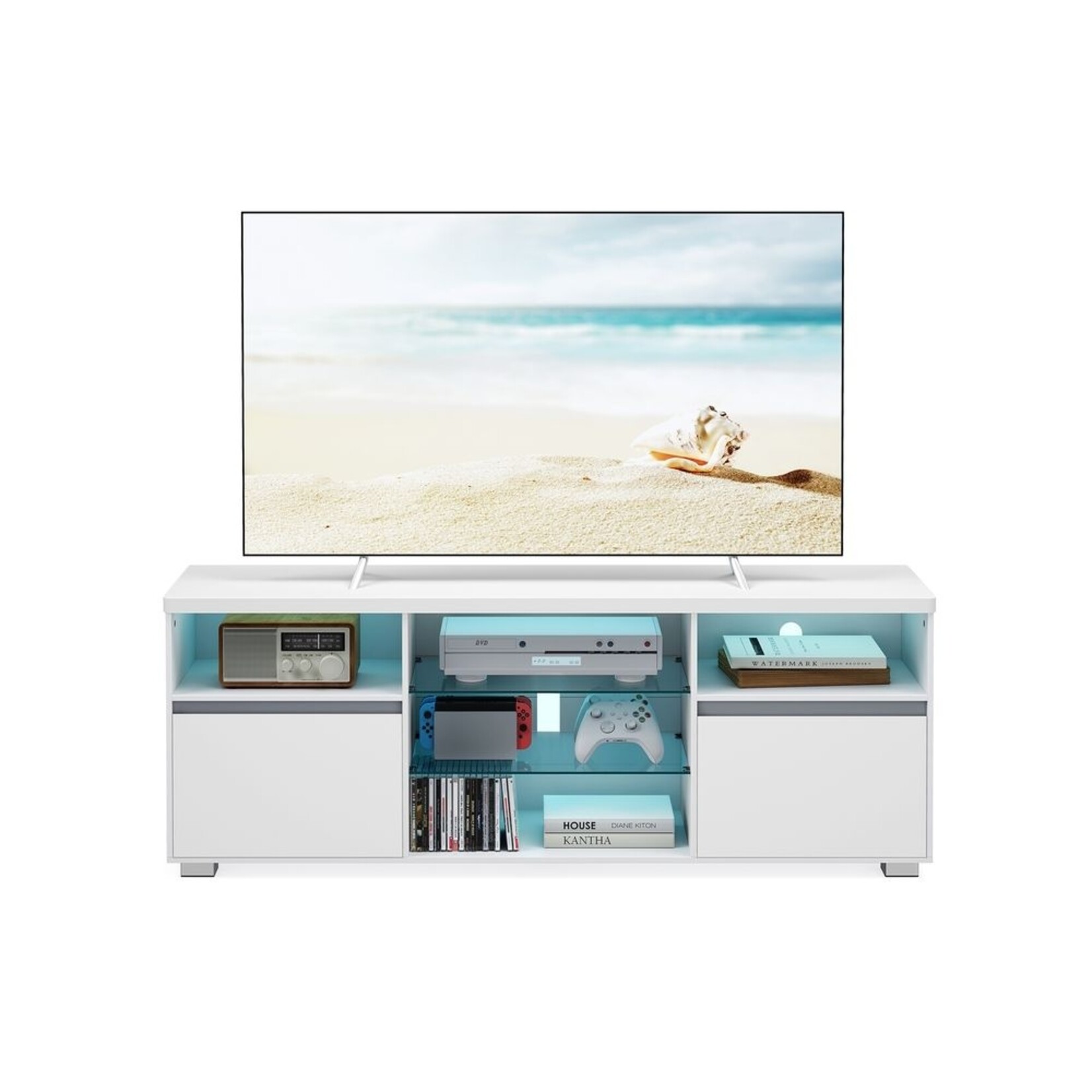 Bobbel Home Bobbel Home LED TV Stand 160 cm White Modern TV Cabinet for up to 70 Inch TVs