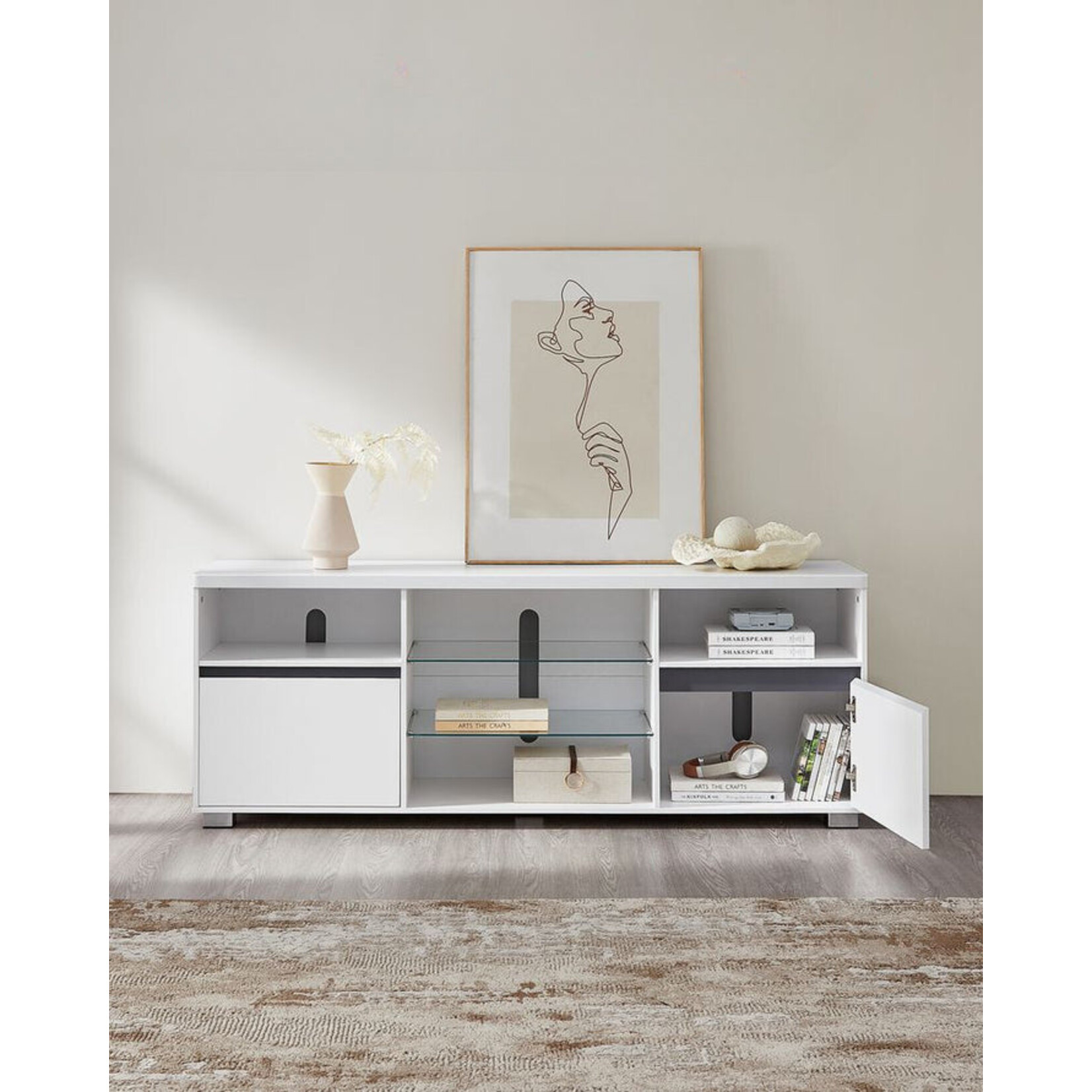 Bobbel Home Bobbel Home LED TV Stand 160 cm White Modern TV Cabinet for up to 70 Inch TVs