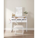 Bobbel Home Bobbel Home Dressing Table - Makeup Table with Upholstered Stool - Dressing Table with Triple Mirror and 3 Drawers