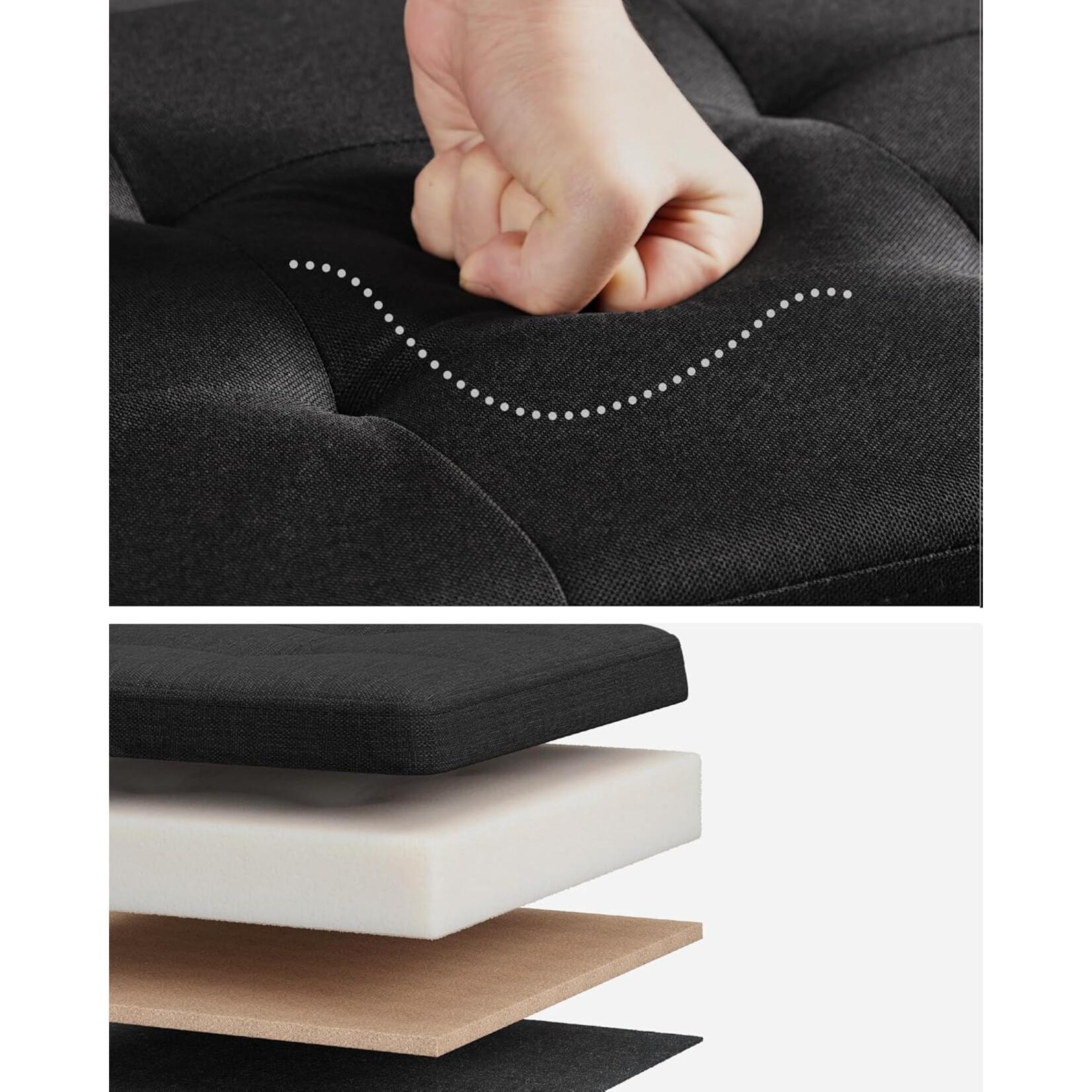 Bobbel Home Storage Bench 76 cm – Black Foldable – Storage Box with 89L Storage Space – Load Capacity up to 300 kg