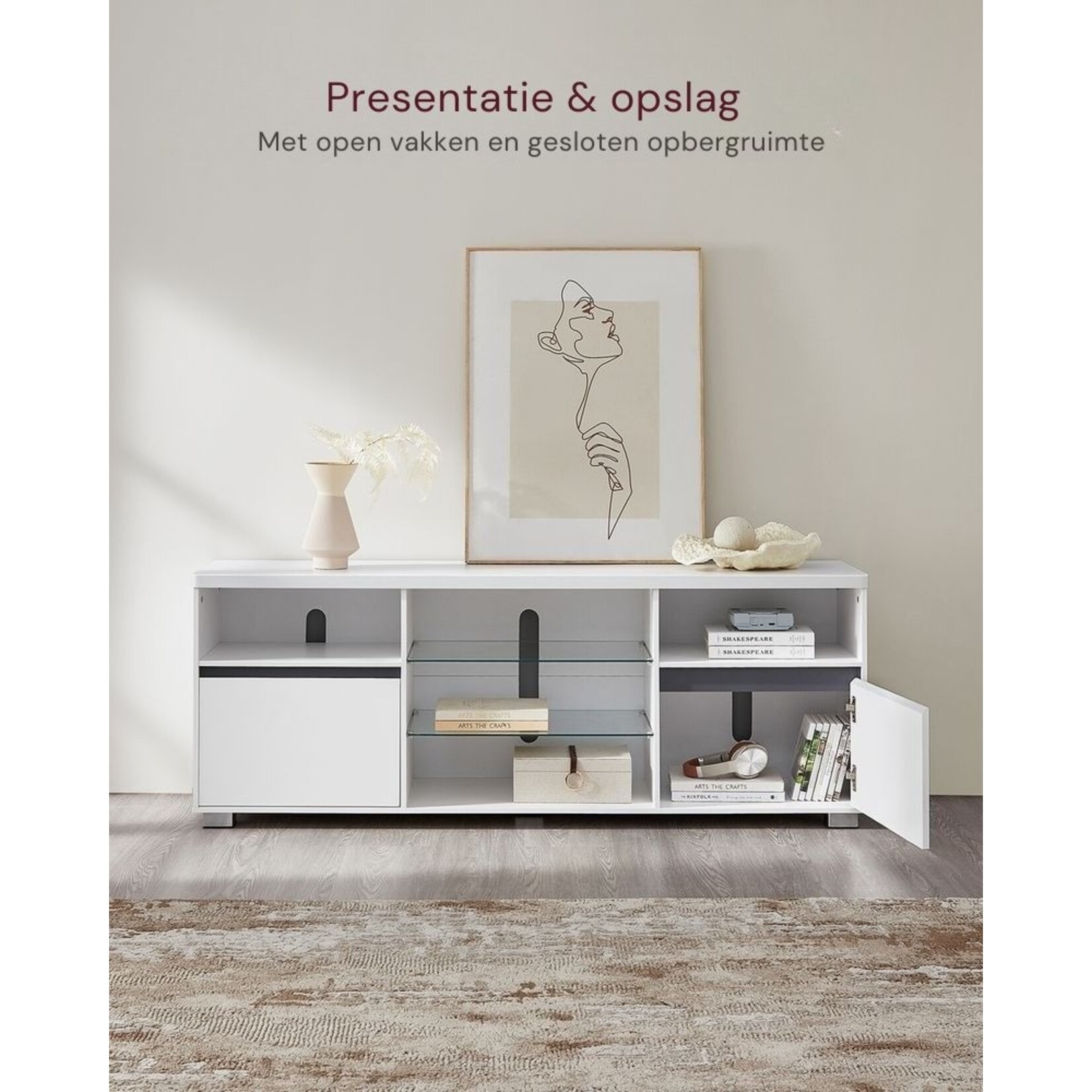 Bobbel Home Bobbel Home LED TV Stand 160 cm White Modern TV Cabinet for up to 70 Inch TVs