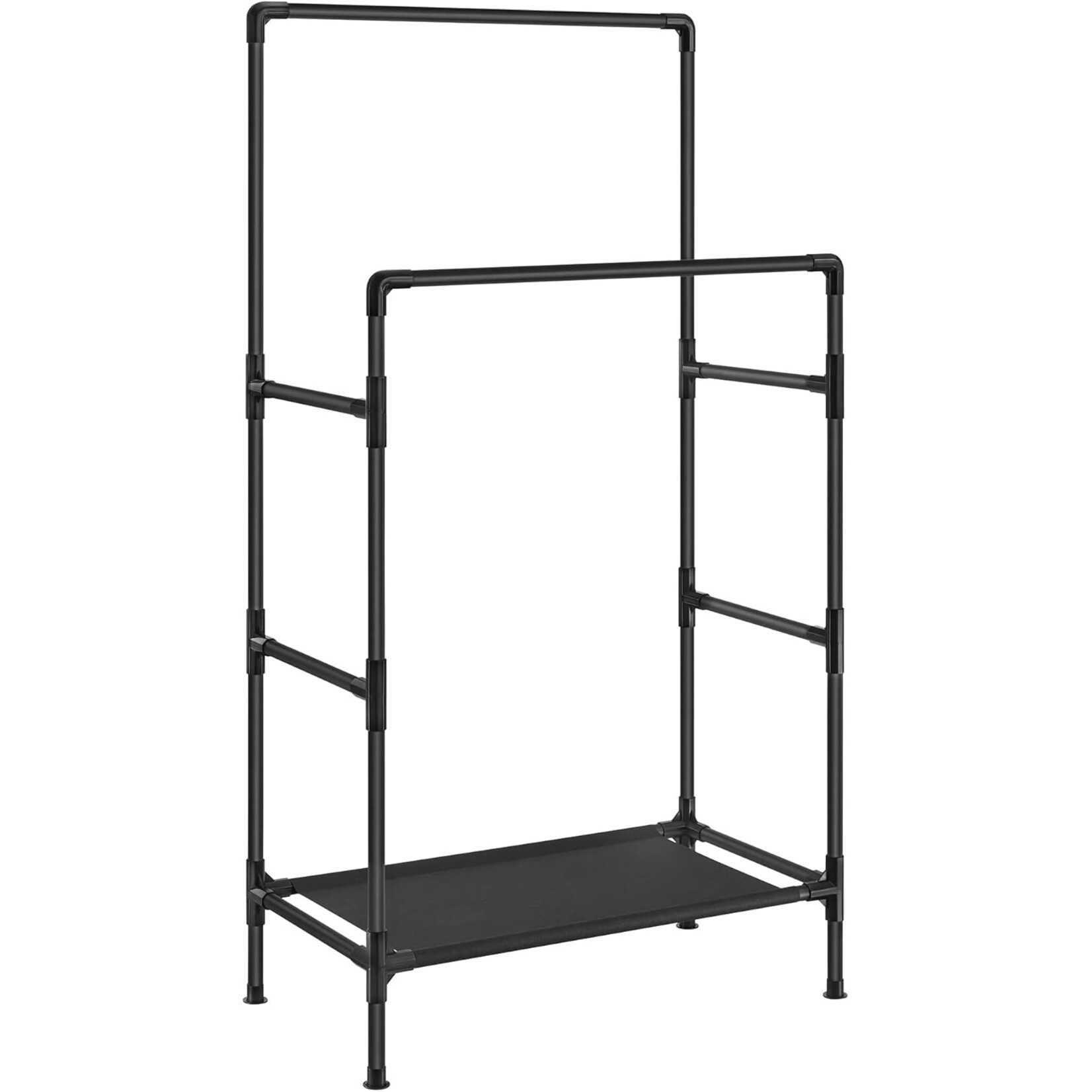 Bobbel Home Bobbel Home Clothes Rack - Wardrobe Rack - With Double Clothes Rail and Storage Rack Black Metal 157 cm