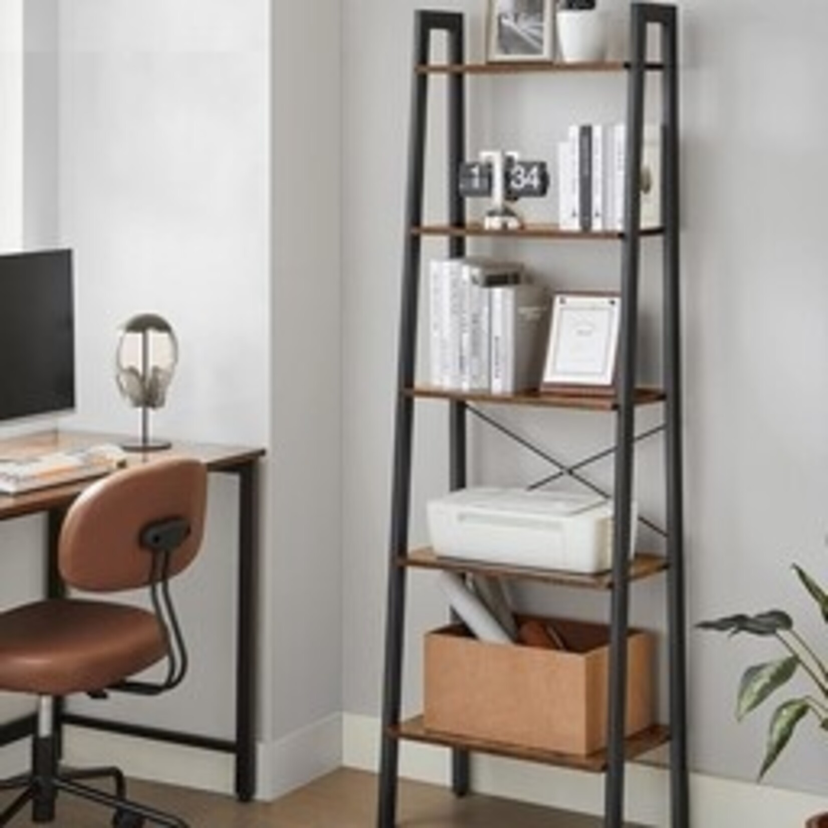 Bobbel Home Boekenkast Industrieel - Boekenstandaard - Ladderkast 5 Laags 56 x 34 x 172 cm