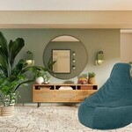 Drop & Sit - Stoel Zitzak Ribstof - Petrol - Junior - Voor Binnen