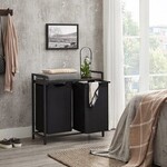 Stylish Laundry Basket with 2 Compartments and Storage Rack - Space-saving Laundry Collector