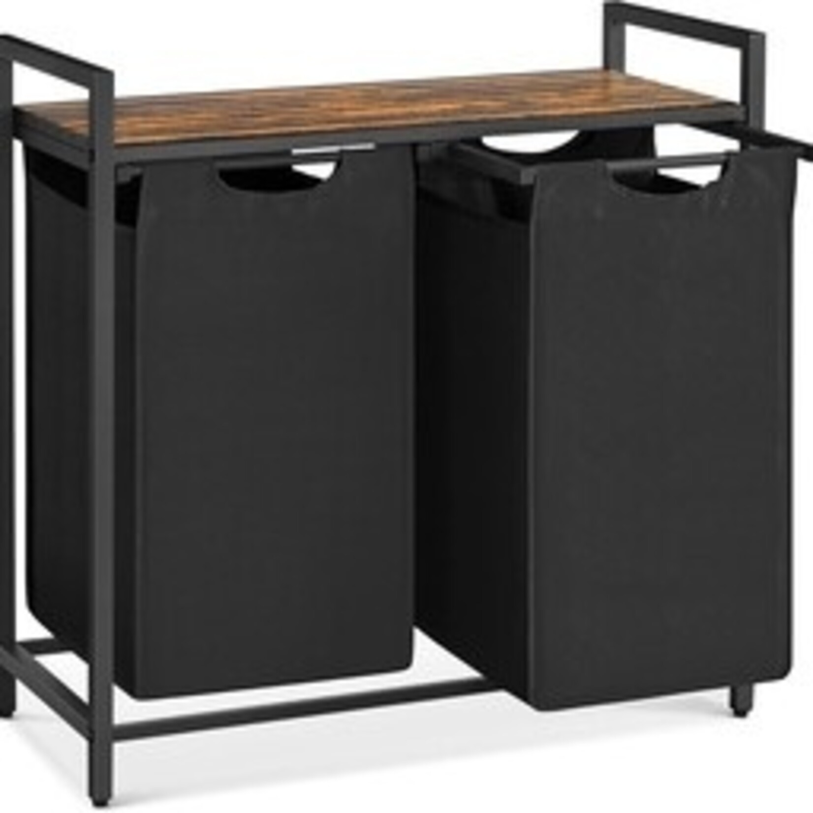 Parya Home Stylish Laundry Basket with 2 Compartments and Storage Rack - Space-saving Laundry Collector