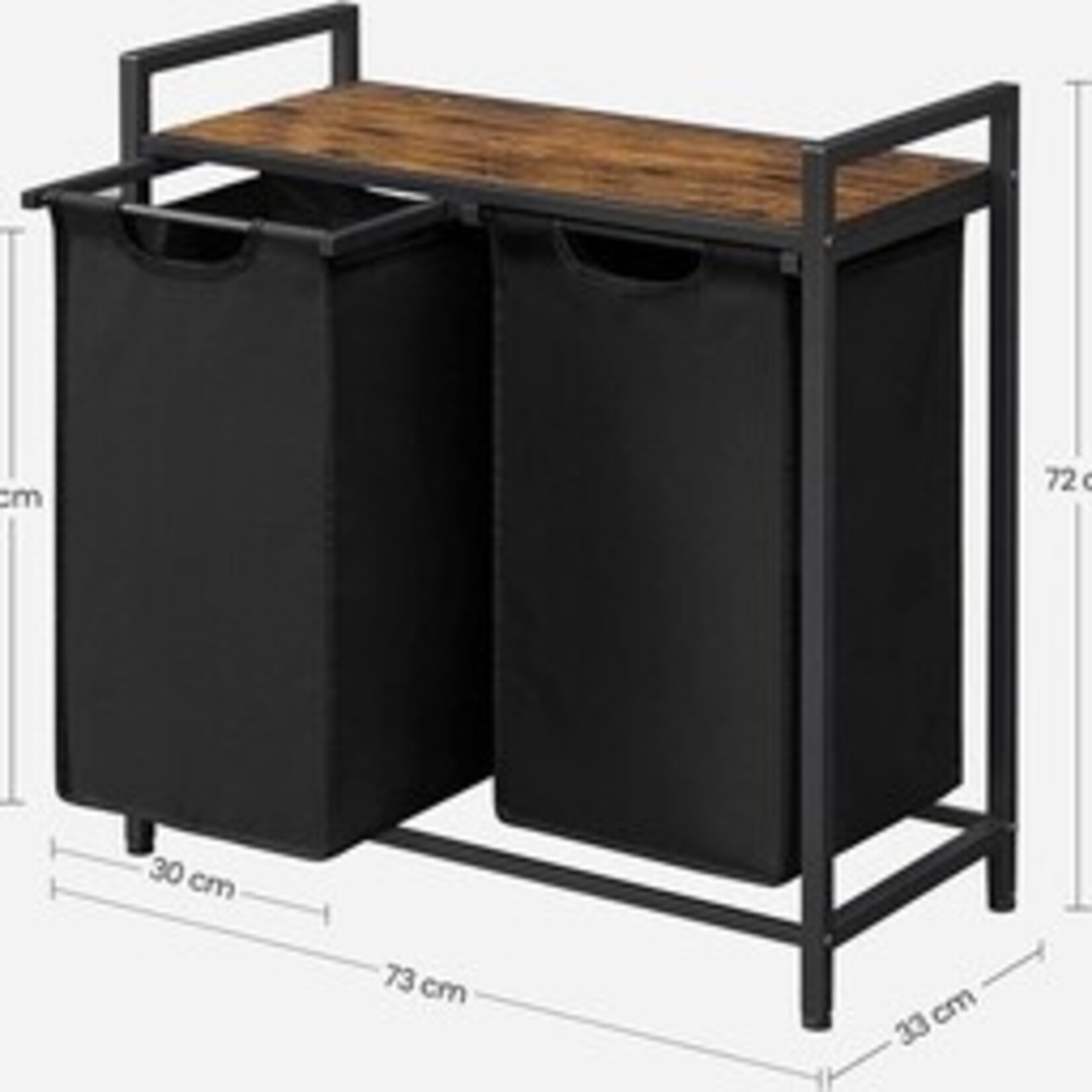 Parya Home Stylish Laundry Basket with 2 Compartments and Storage Rack - Space-saving Laundry Collector