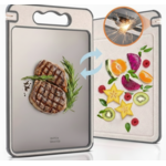 Dutch Wanted Dutch Wanted Stainless Steel Cutting Board - Stainless Steel Cutting Board - Double-sided Function - Cutting Board - Dishwasher Safe - Non-Slip Material - Stainless Steel Side with Wheat Fibre Side - Avoid Microplastics - Hygiene - BPA Free