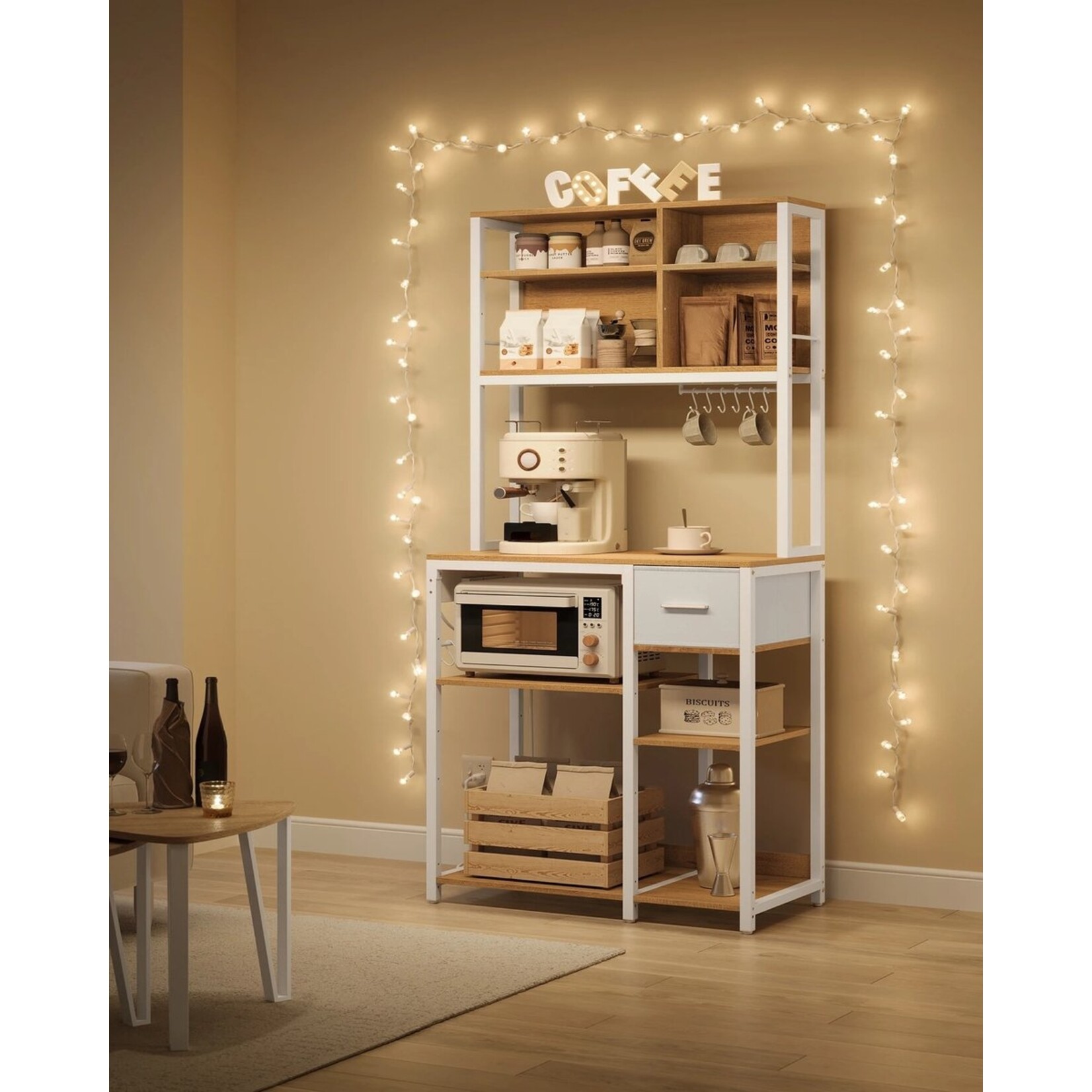 Bobbel Home Bobbel Home koffie meubel wit - koffiecorner meubel - koffiebar - koffiehoek - koffiehoekje inrichting - koffie corner organizer