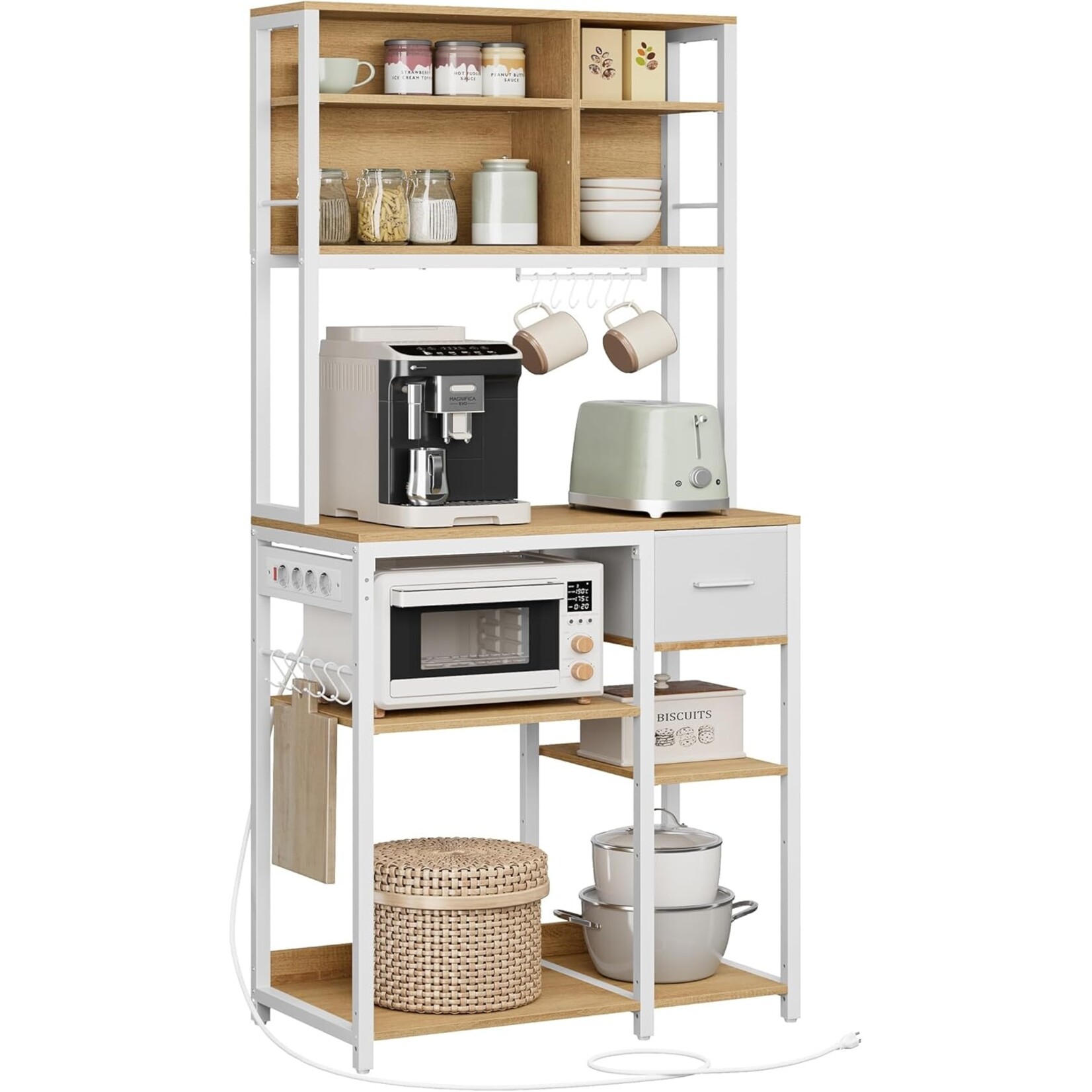 Bobbel Home Bobbel Home koffie meubel wit - koffiecorner meubel - koffiebar - koffiehoek - koffiehoekje inrichting - koffie corner organizer