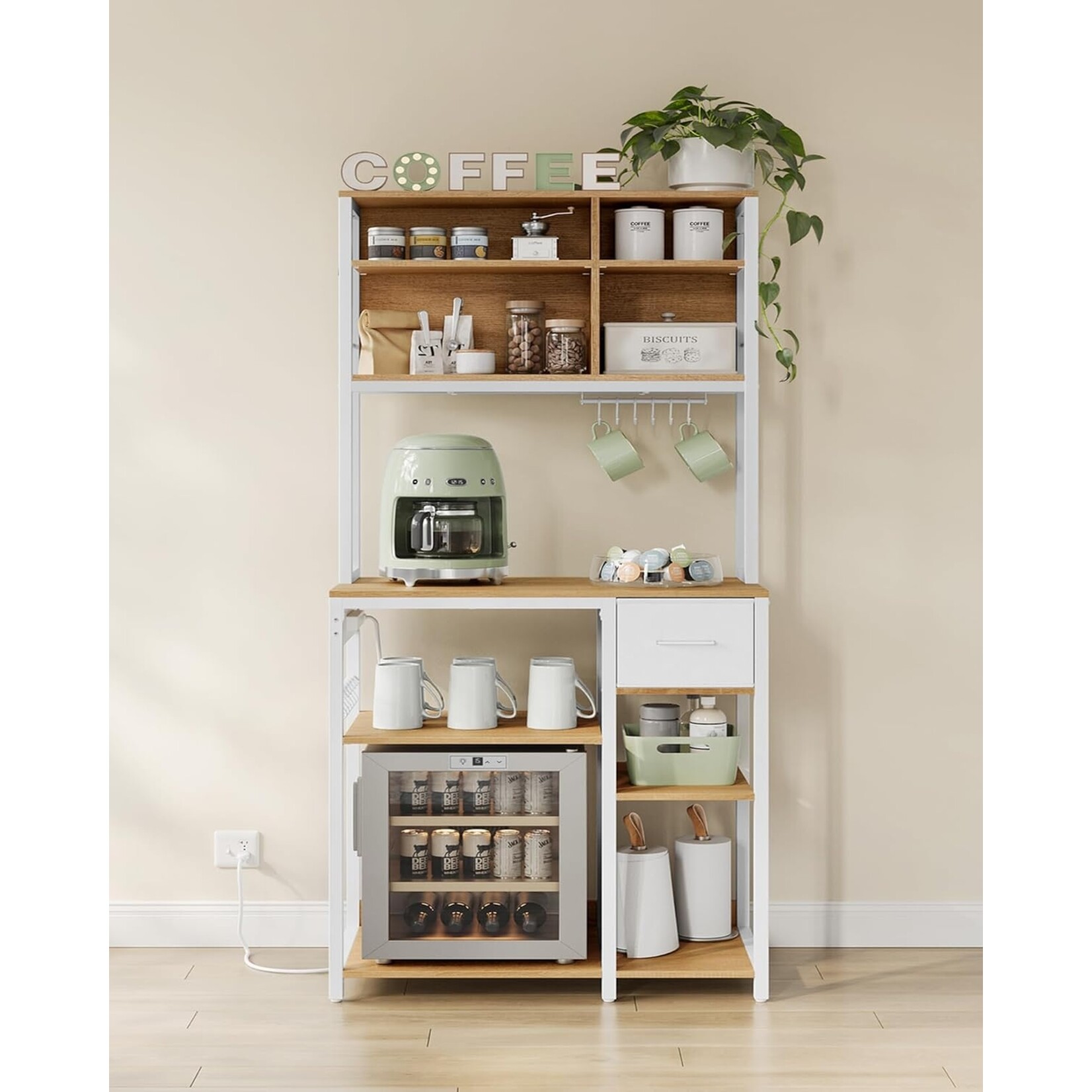 Bobbel Home coffee cabinet white - coffee corner cabinet - coffee bar - coffee corner - coffee corner design - coffee corner organiser