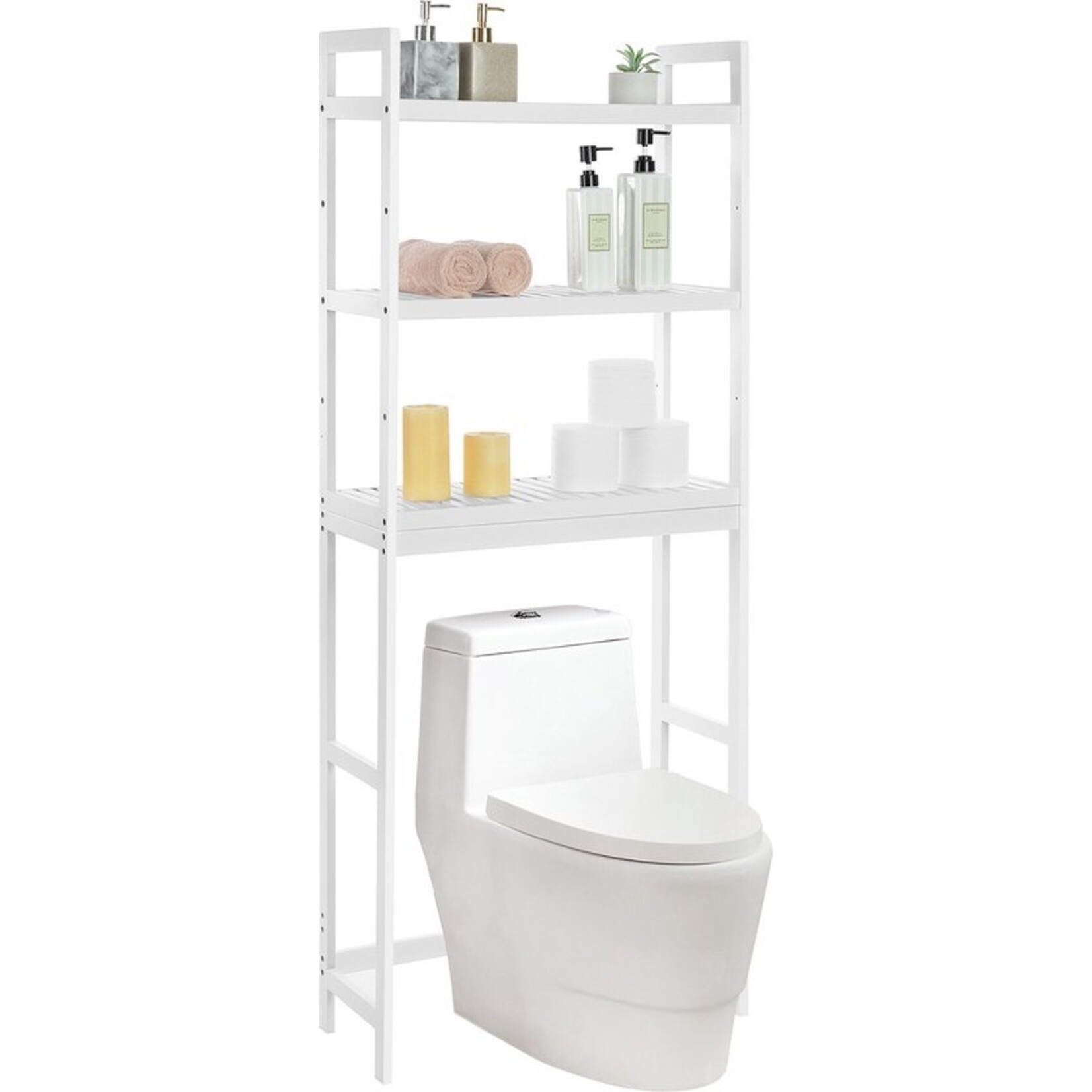 Bobbel Home Washing machine conversion rack, white, 163 x 63 x 24 cm - bamboo Washing machine rack, white - Washing machine conversion, white - with storage space, white - Washing machine rack, top-loading, white wood