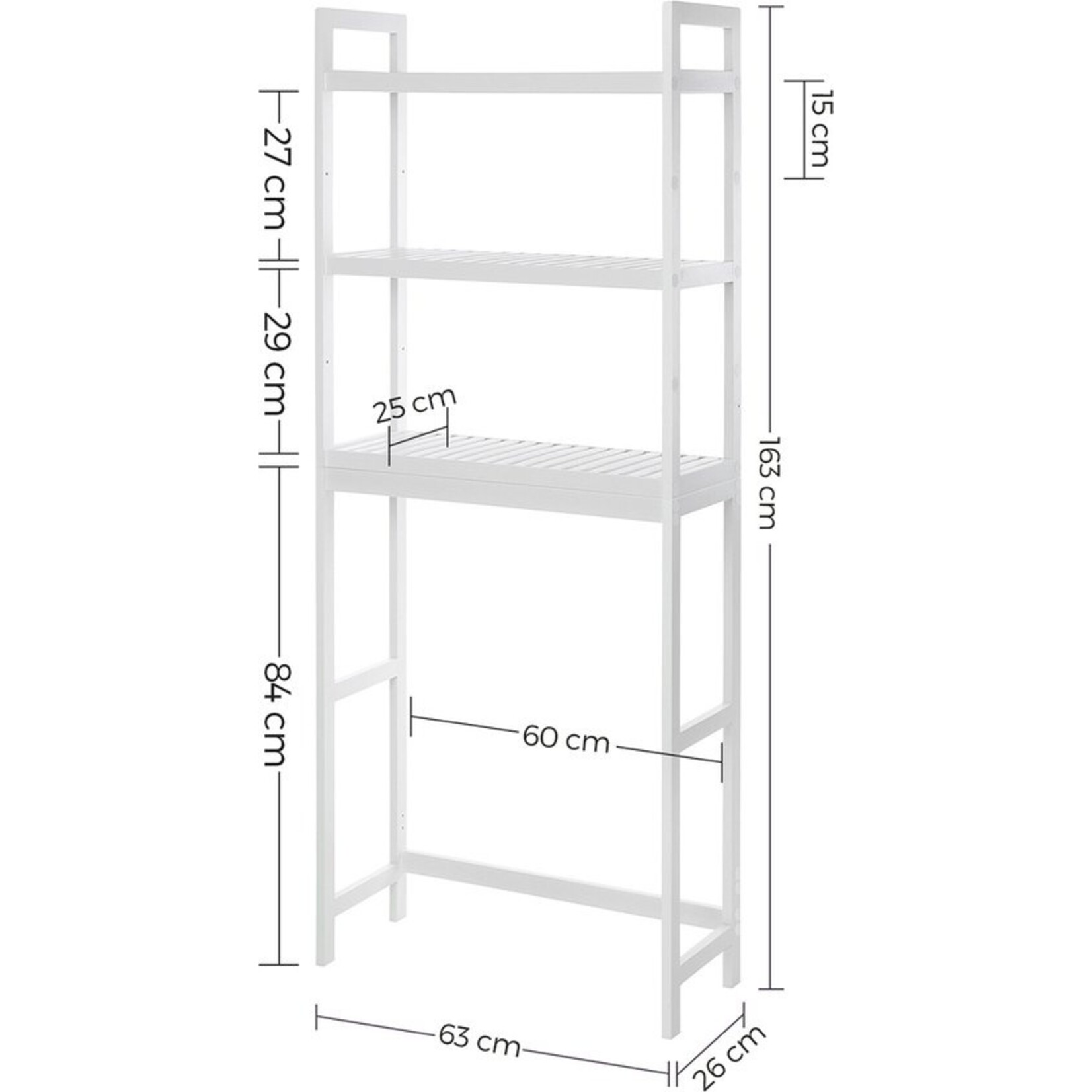 Bobbel Home Bobbel Home Washing machine conversion rack, white, 163 x 63 x 24 cm - bamboo Washing machine rack, white - Washing machine conversion, white - with storage space, white - Washing machine rack, top-loading, white wood