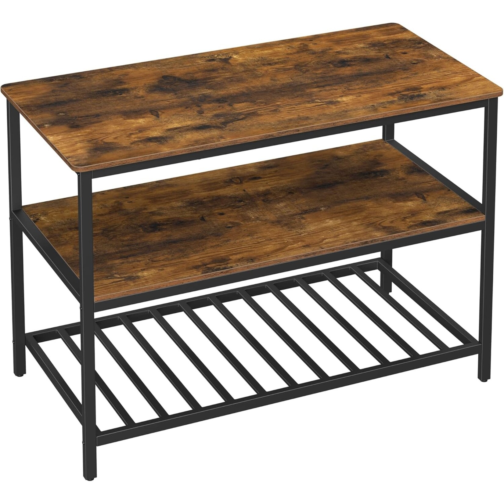 Bobbel Home Bobbel Home Keukeneiland Industrieel - Keukenrek met 3 Open Planken - Werktafel voor Deeg en Pizza - Staal en Hout - Zwart - 30 kg per Plank -120 x 60 x 90 cm