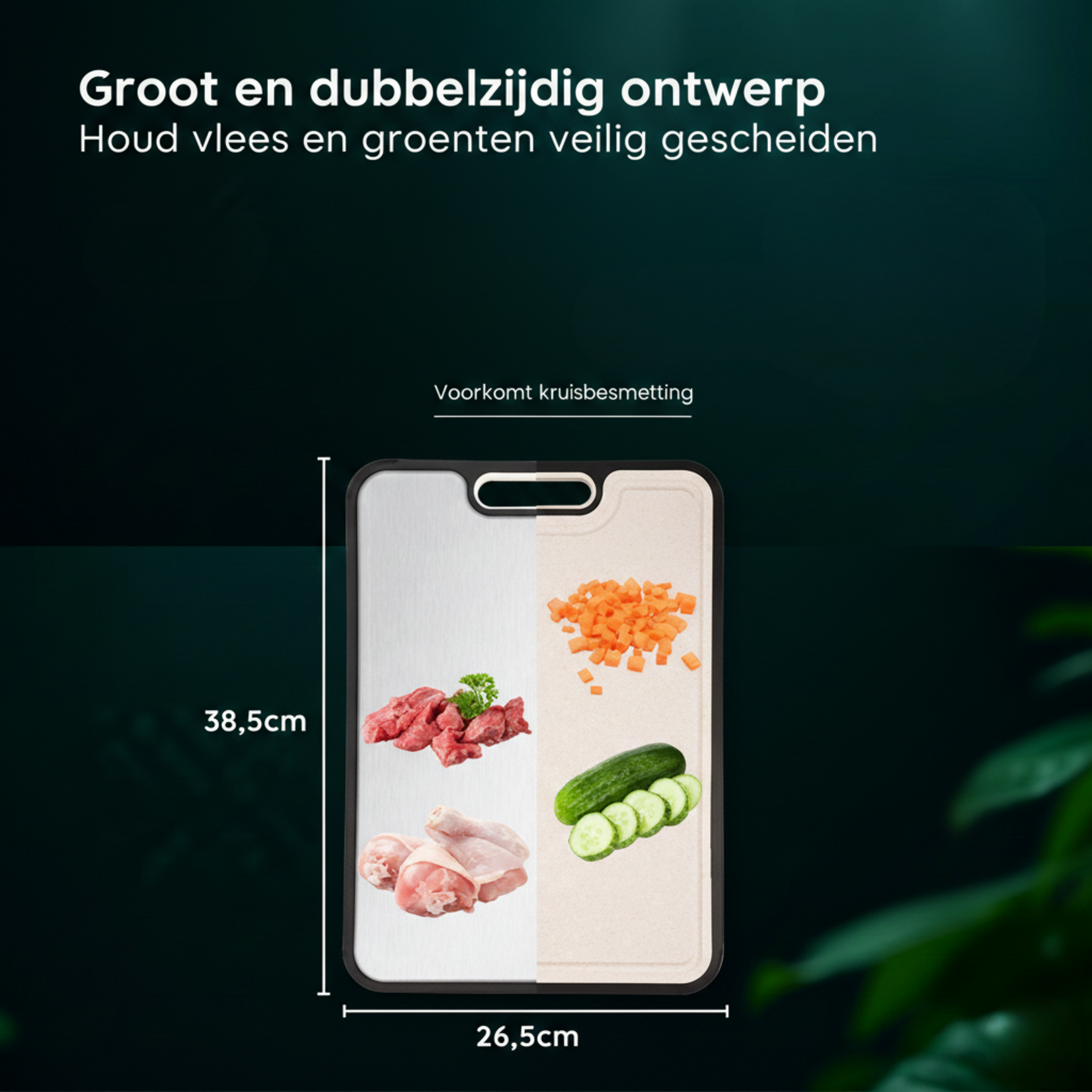 Dutch Wanted Dutch Wanted - 100% stainless steel cutting board, double-sided with wheat fibre side - Avoid microplastics - Hygienic - Grater function - Dishwasher safe - Non-slip
