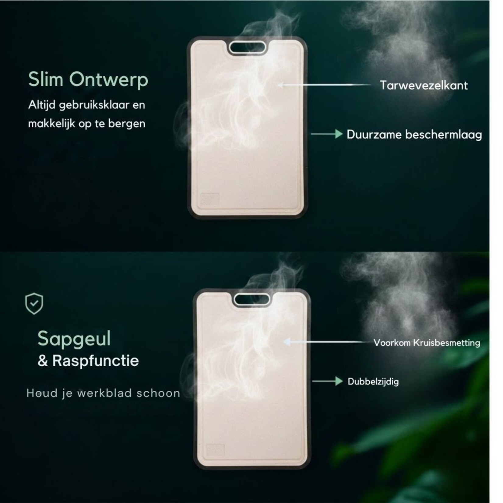 Dutch Wanted Dutch Wanted - 100% stainless steel cutting board, double-sided with wheat fibre side - Avoid microplastics - Hygienic - Grater function - Dishwasher safe - Non-slip