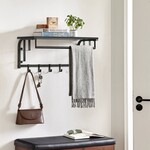 Bobbel Home Wall Coat Rack with Shelf - Wall Shelf with 5 Removable Hooks - Wall-Mounted Hanging Shelf - Anthracite Grey-Black