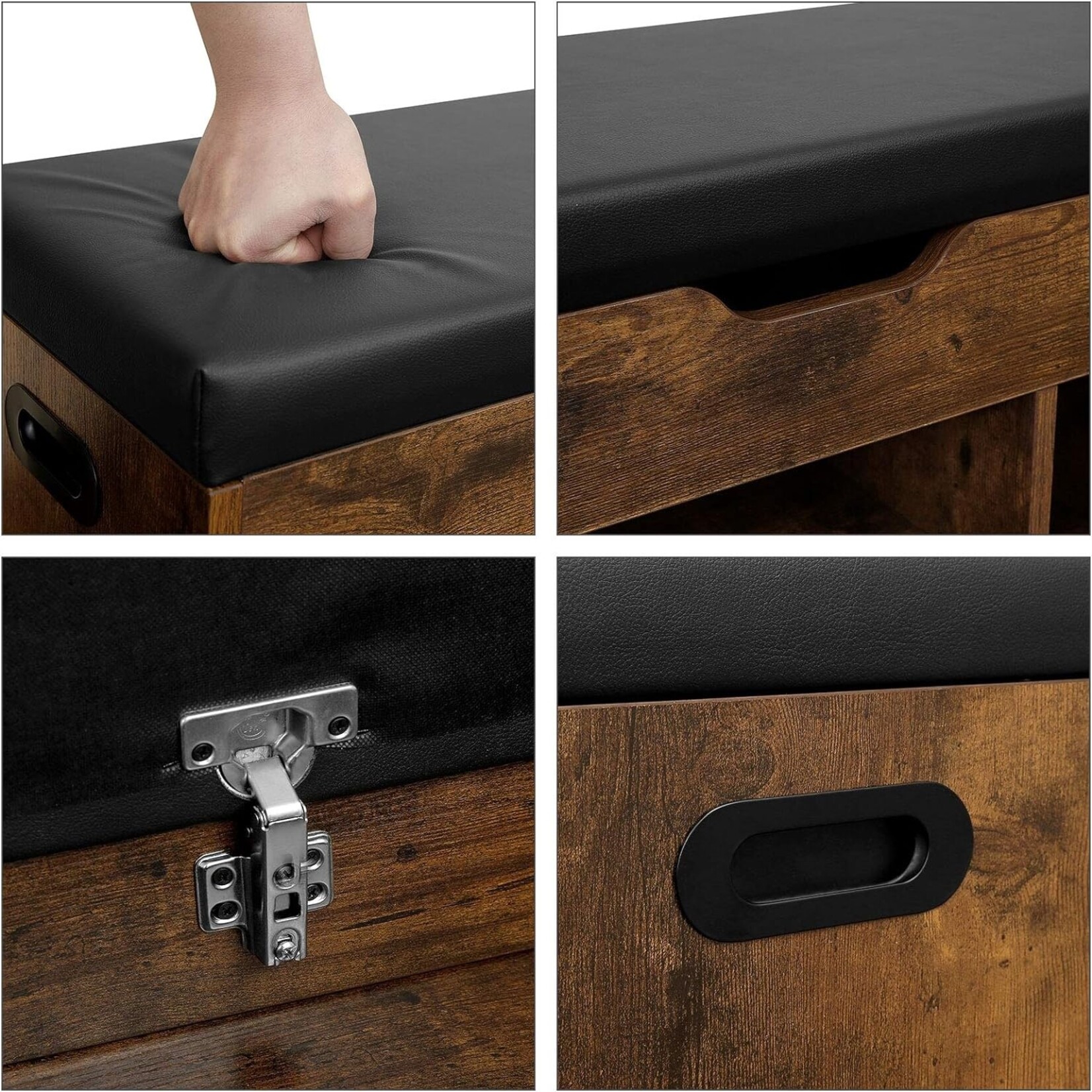 Bobbel Home Upholstered Shoe Bench - 3 open compartments - up to 150 kg - Vintage - White