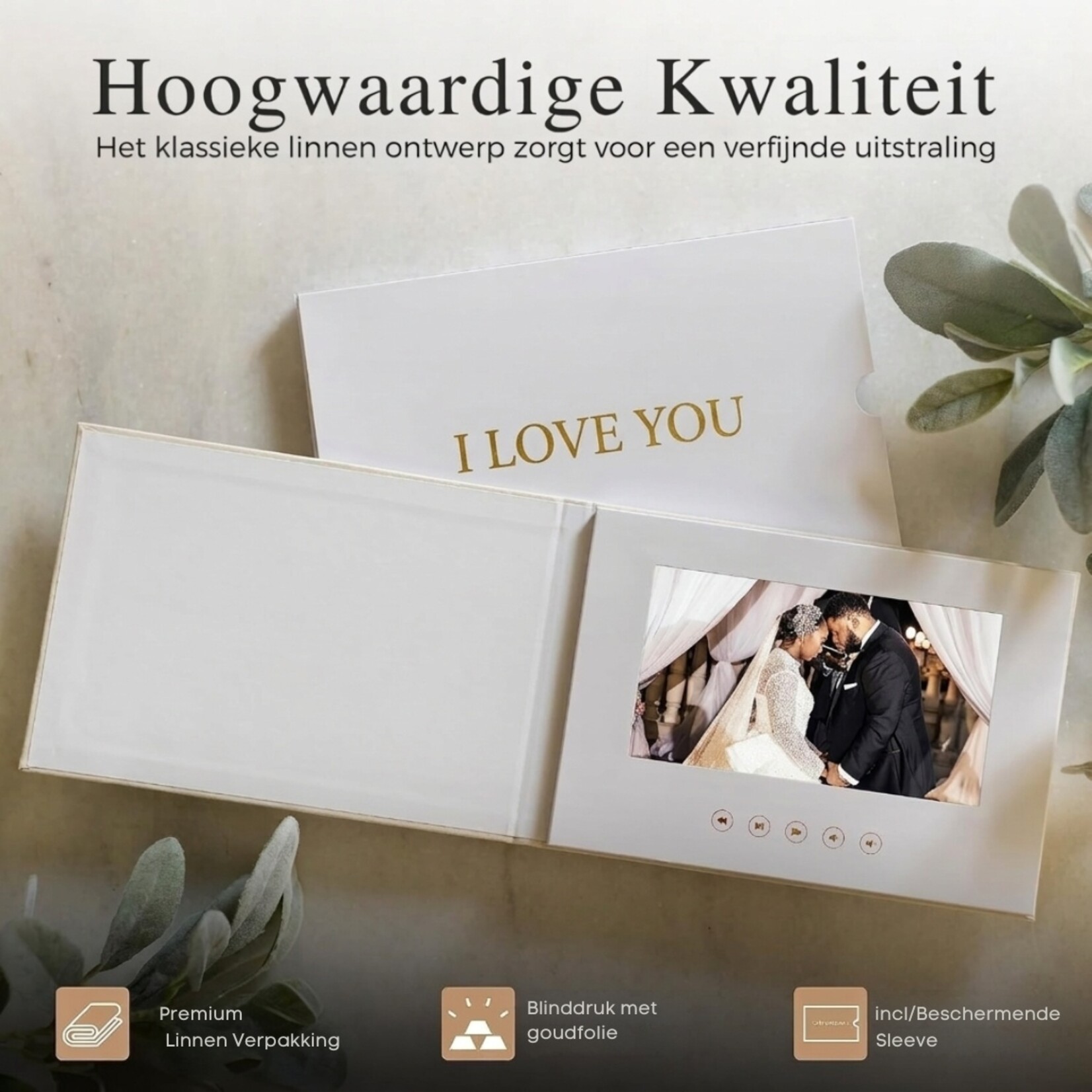 Dutch Wanted Dutch Wanted Fotoalbum - Videoboek met LCD-Scherm - Wenskaart - Videoboek Horizontaal Scherm - Bruiloft Cadeau - I Love You