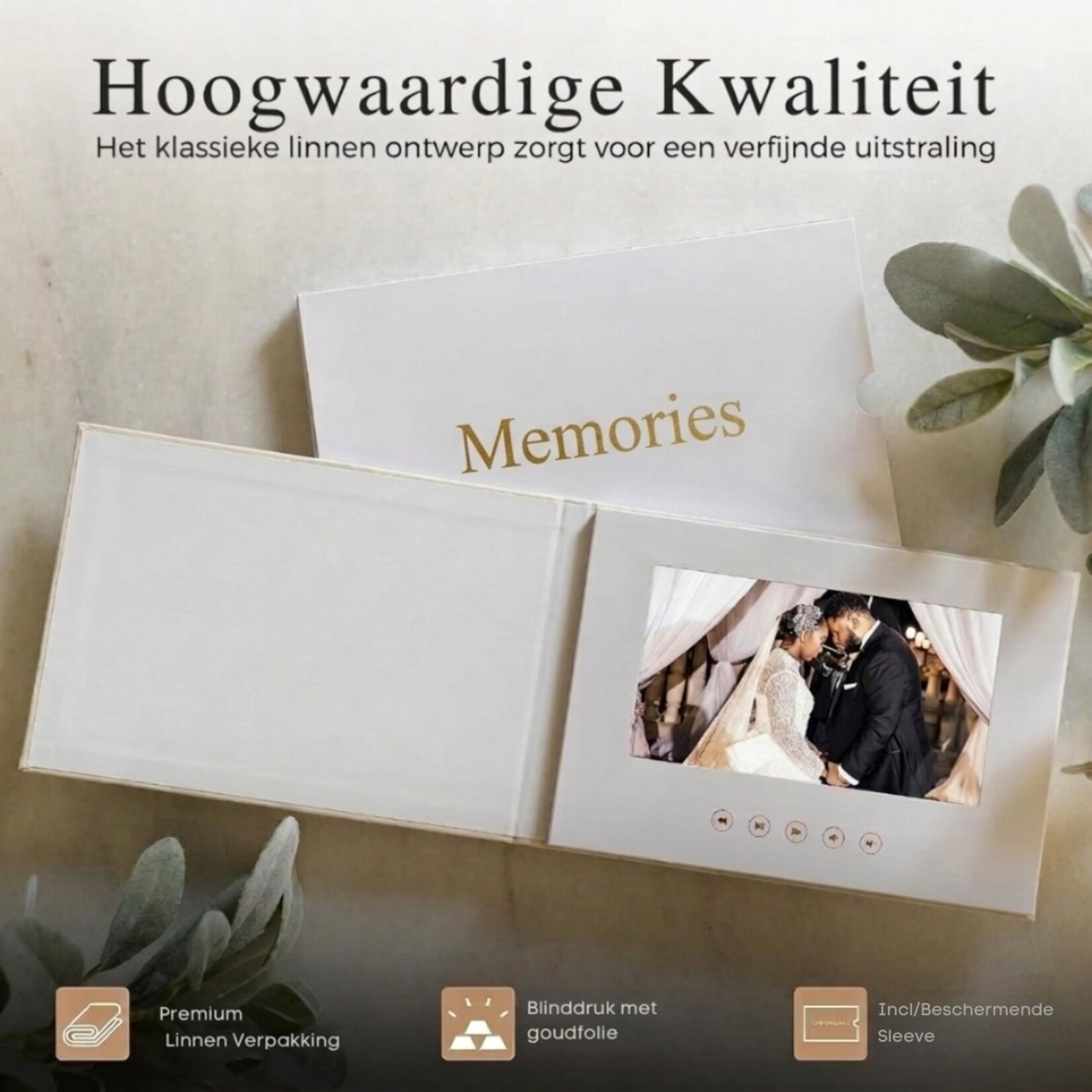 Dutch Wanted Dutch Wanted Fotoalbum - Videoboek met LCD-Scherm - Wenskaart - Videoboek Horizontaal Scherm - Bruiloft Cadeau - Memories