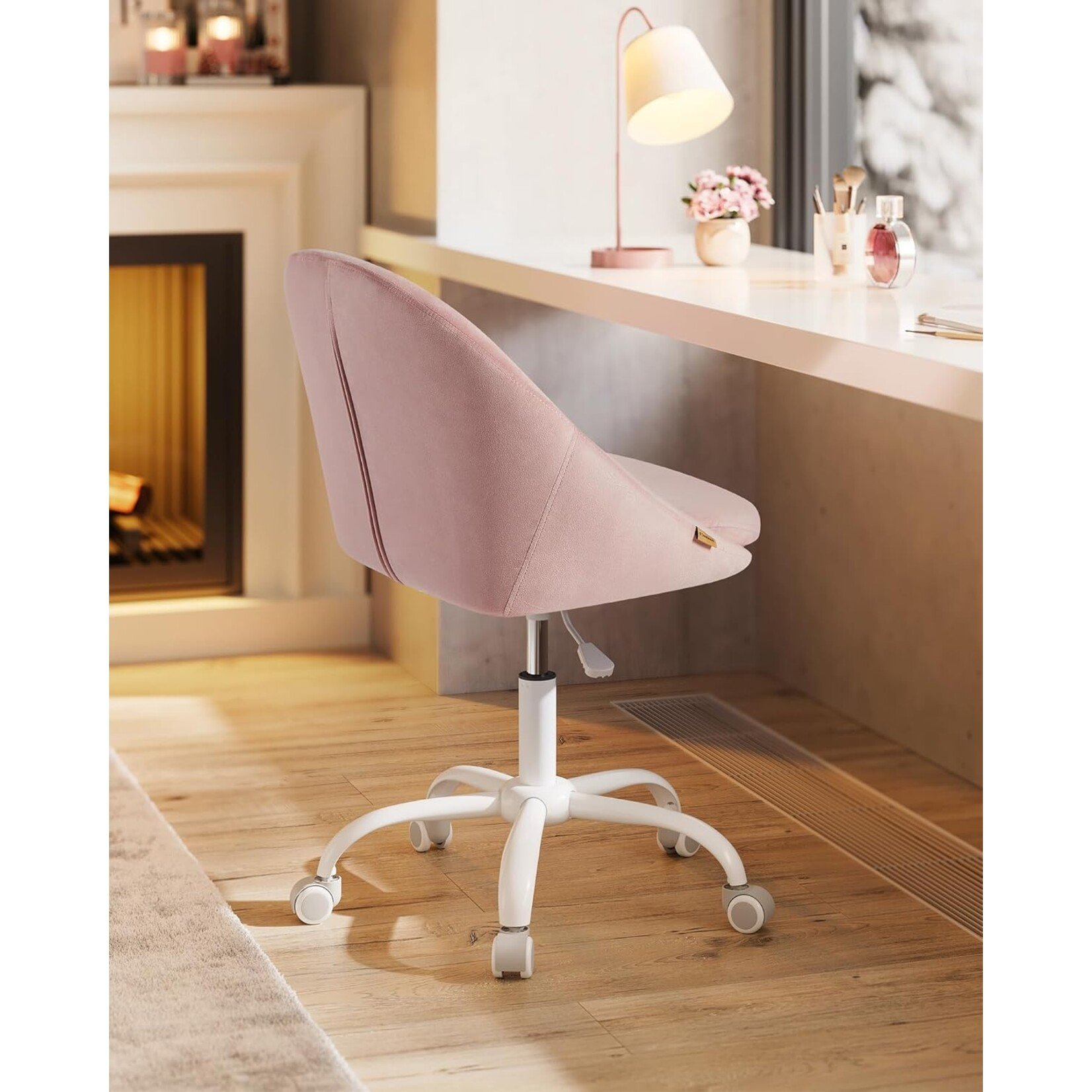 Bobbel Home Bobbel Home Velvet Bureaustoel Roze – Comfortabele Draaistoel met Luxe Fluweel
