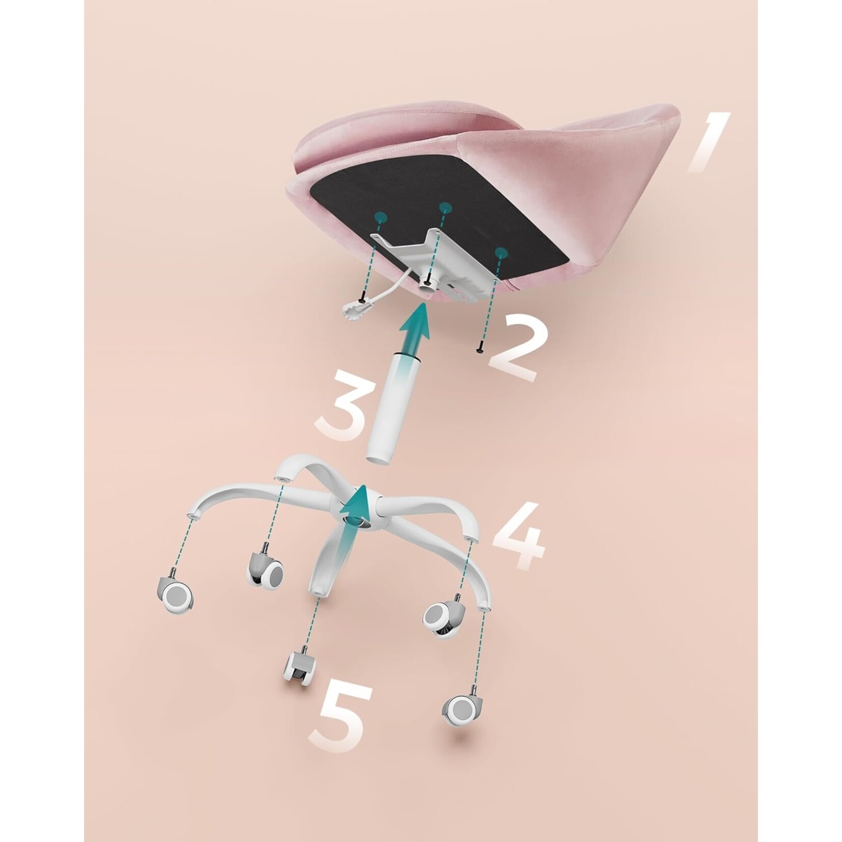 Bobbel Home Bobbel Home Velvet Bureaustoel Roze – Comfortabele Draaistoel met Luxe Fluweel